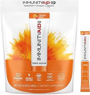 Immunity AID GO! Zero Sugar Immunity + Hydration Packet, Vitamin C, Echinacea, Zinc, Astragalus Root, Vegan & Gluten-Free, Naturally Sweetened, No Caffeine, 30 Count (Pack of 1)