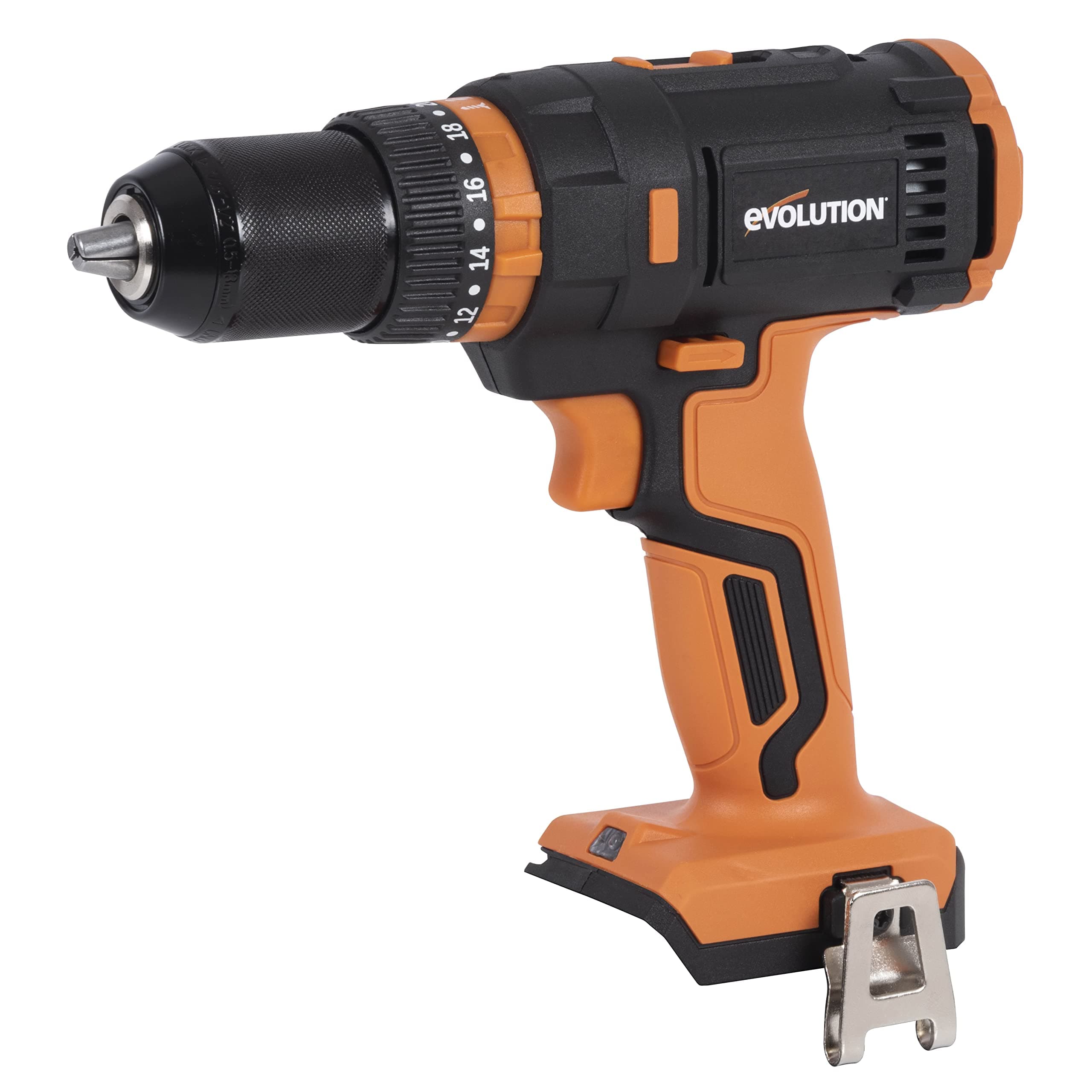 Evolution Power Tools R13CMB-Li 18V Cordless Combi Drill with 3 Modes (Drill, Drive, Impact) Variable Speed, Belt Clip, LED Worklight - Lithium Ion Battery & Charger Not Included