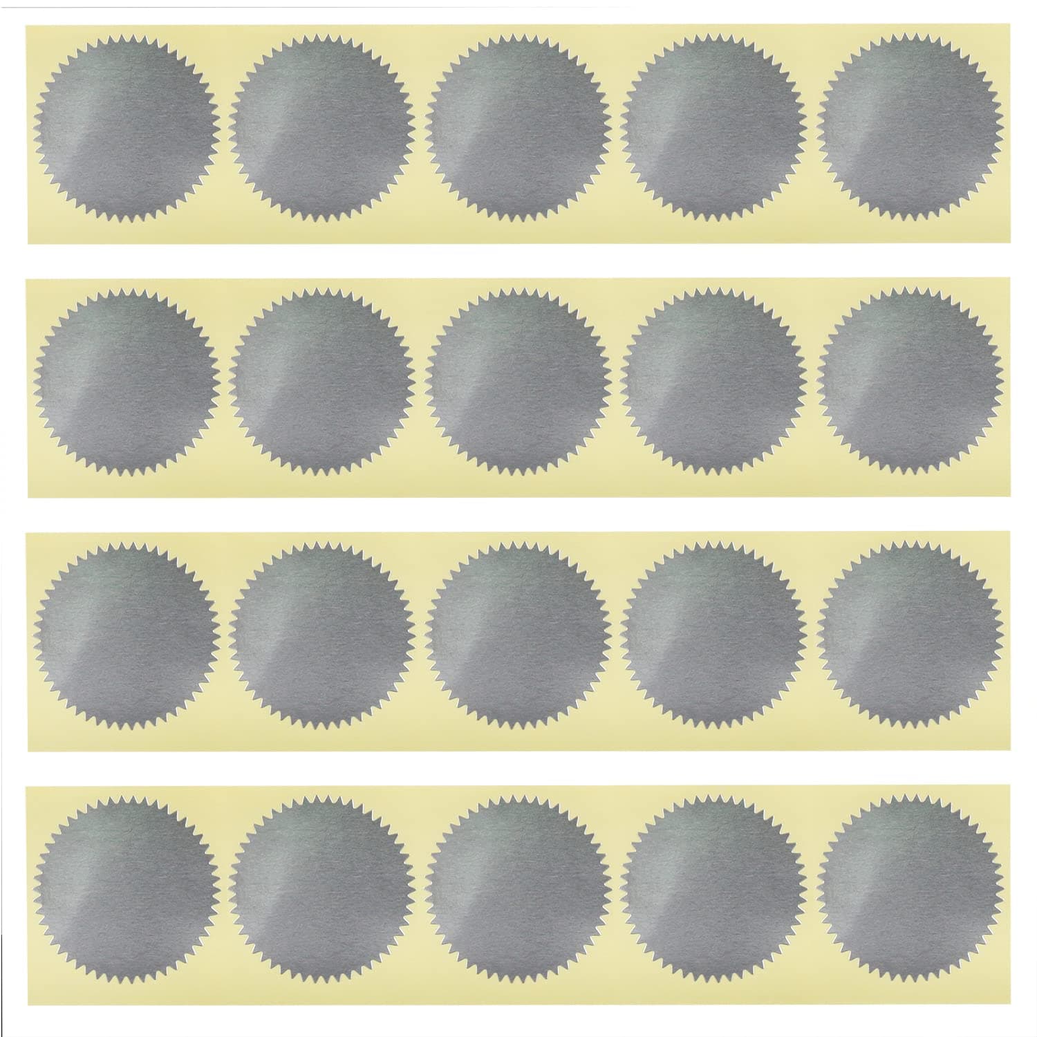 CHENJIN Embossing Sticker 100PCS Blank Self-Adhesive Sealing Metallic Silver Certificate Seals Scallop Edge Stickers Embosser Stamp Embossed Foil Stickers