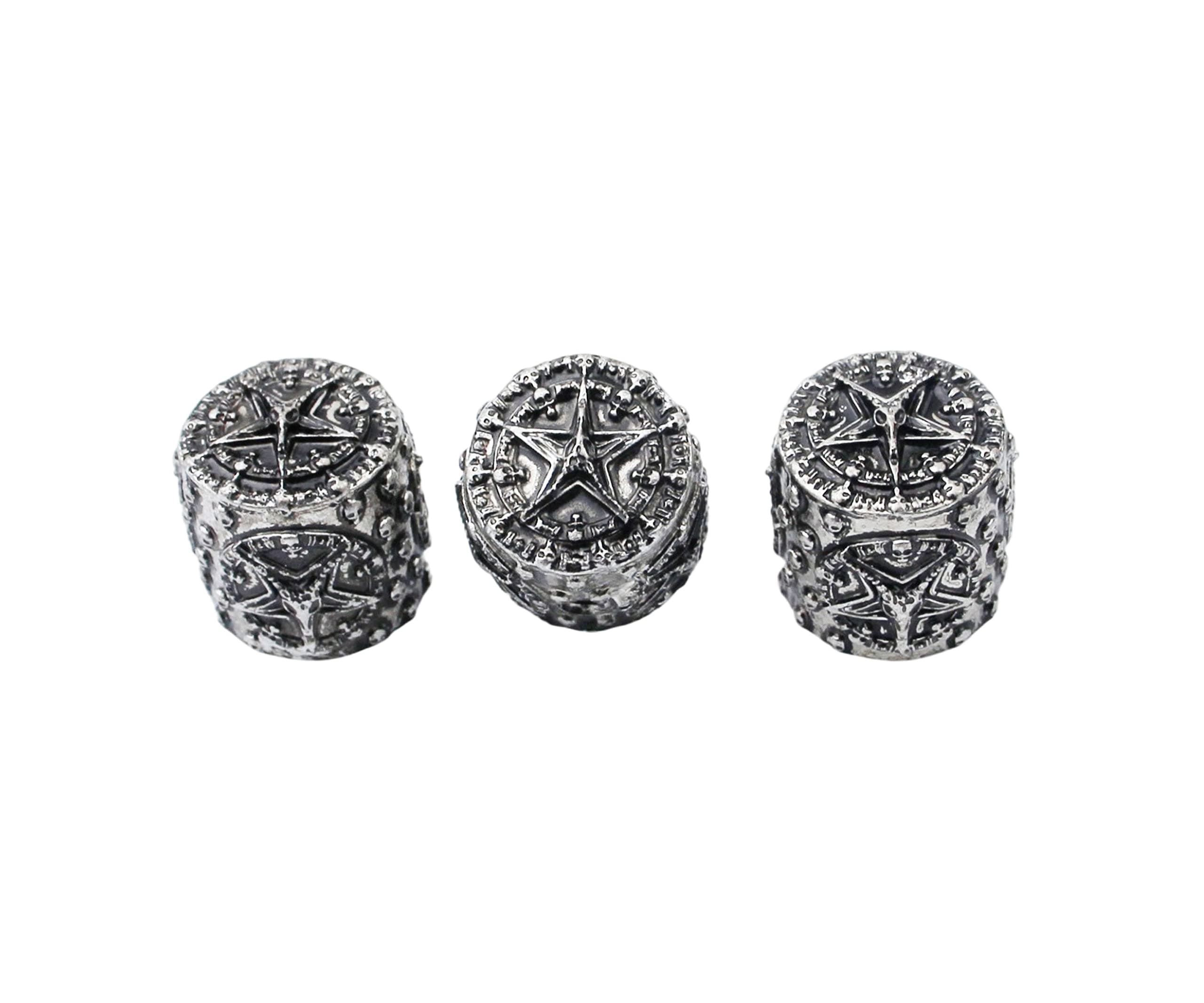 Guyker 3Pcs Guitar Bass Knobs with 6mm Dia. Shaft Pots - Cavel Five Pointed Star Surface Skull Retro Style Tone Volume Control Potentiometer Knob for Electric Guitar Bass (CKB008, Antique Silver)