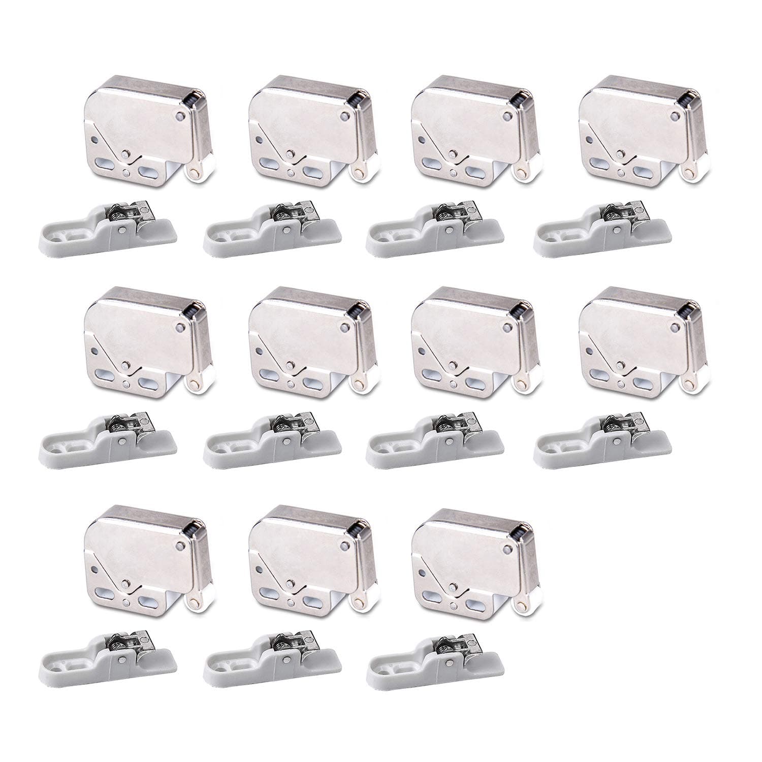 LOOTICH Push to Open Mini Latch for Kitchen Cabinet Cupboard Wardrobe Door Automatic Spring Flap Touch Catch for Screw Fixing Pack of 11