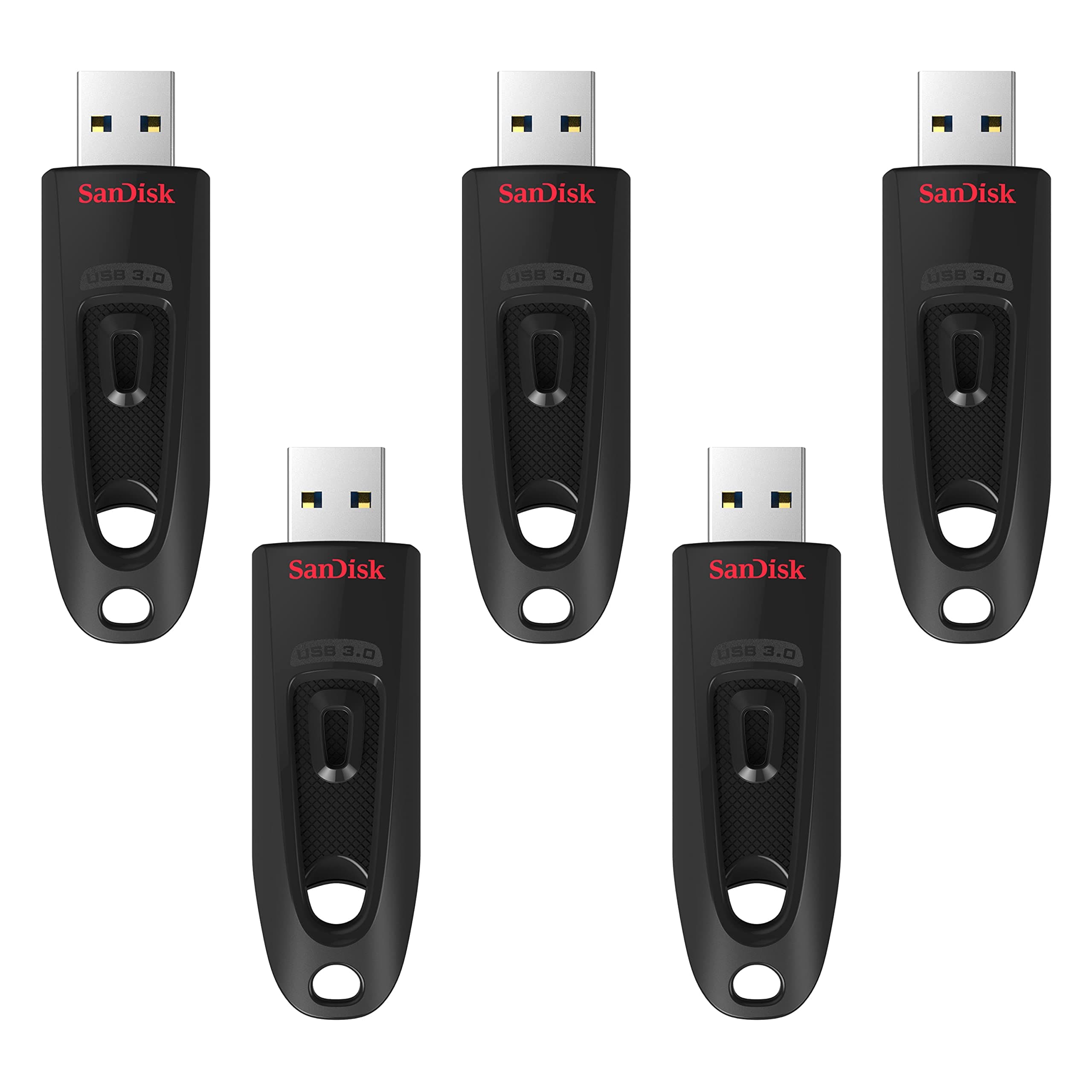 SANDISK 128GB 5-Pack Ultra USB 3.0 Flash Drive (5x128GB) - SDCZ48-128G-B5CT, Black