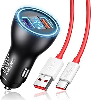 Car Charger for SuperVooc 100W 80W for OnePlus 13 15 13R 12R 12 11 10 Pro, 65W Charger for OnePlus Nord N30 N100 Open Pad 9 Pro 8 7T 6T 6 LED Display Dual USB Car Charge Adapter 3.3FT Fast Cable