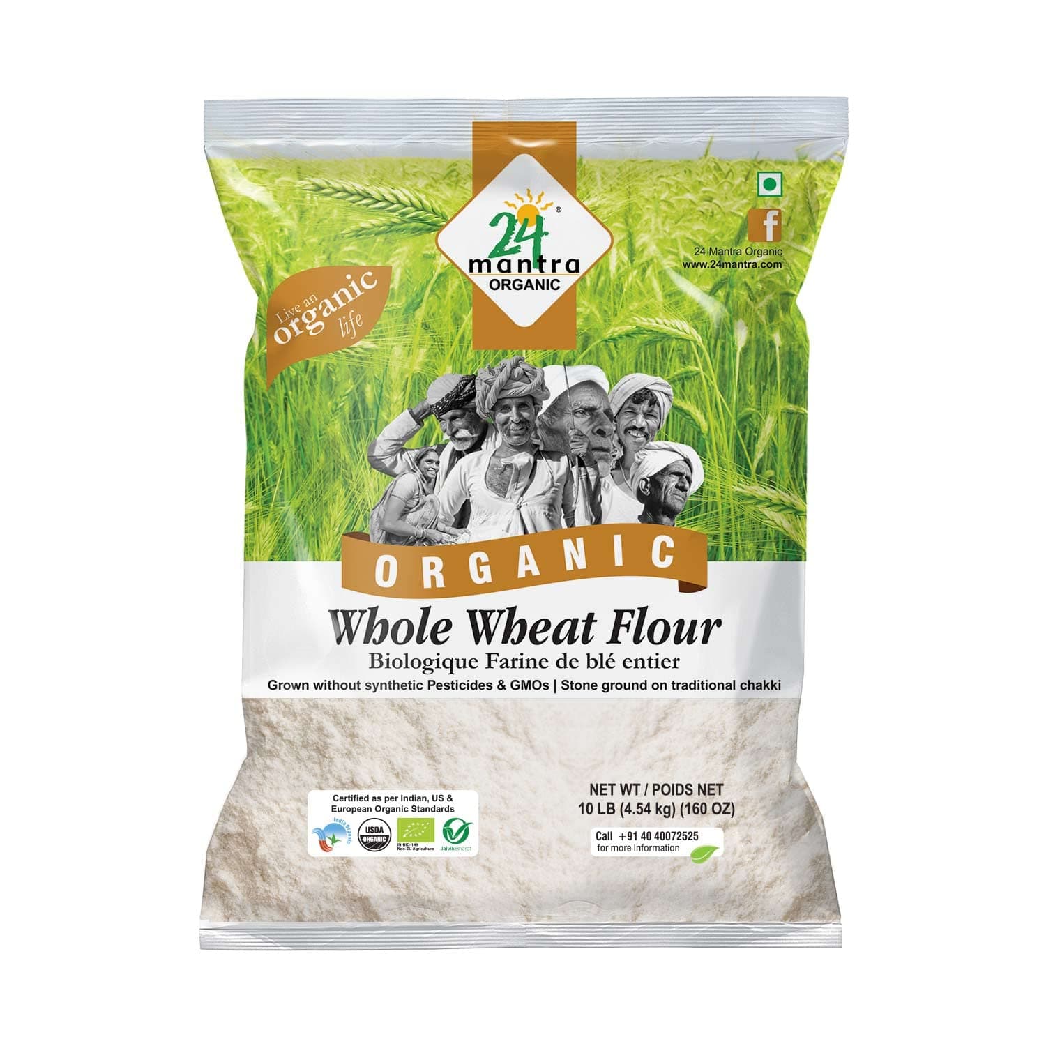 Organic Whole Wheat Flour (Atta) - 10 Lbs