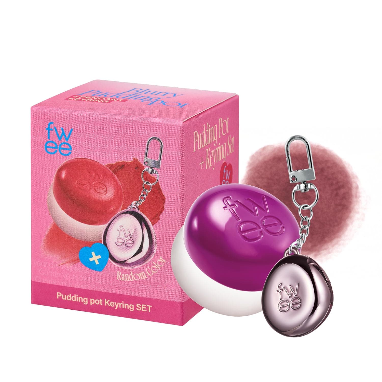 Fwee Lip&Cheek Blurry Pudding Pot + Keychain Pendant | Cold-Hearted Moment - Slayyy | Makeup Blush, Lightweight & Modulable, Smooth Matte Finish Multipurpose | 5G Kill All
