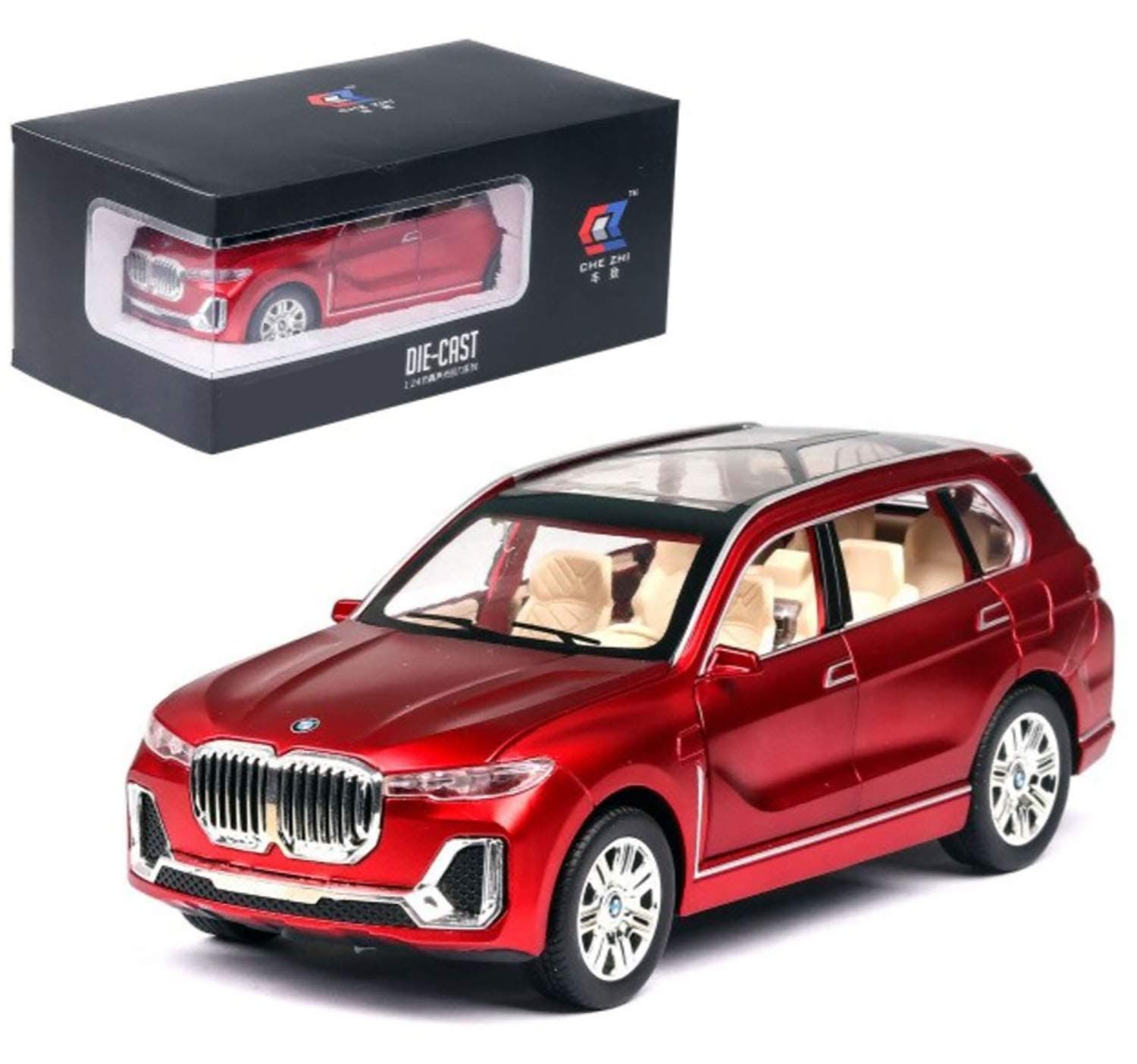1:24 Scale Die-Cast Metal X7 with 6 Openable Doors Working Headlights & Tail Lights【Pack of 1】【Colors as Per Stock】