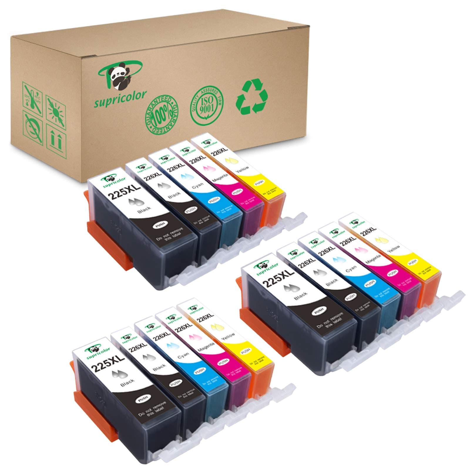 Supricolor15 Pack PGI-225 CLI-226 Ink Cartridges High Yield Compatible with PIXMA iP4820 iP4920 iX6520 MG5120 MG5320 MG6120 MG6220 MG8120 MG8220 MX712 MX882 MX892 ( Without Gray)
