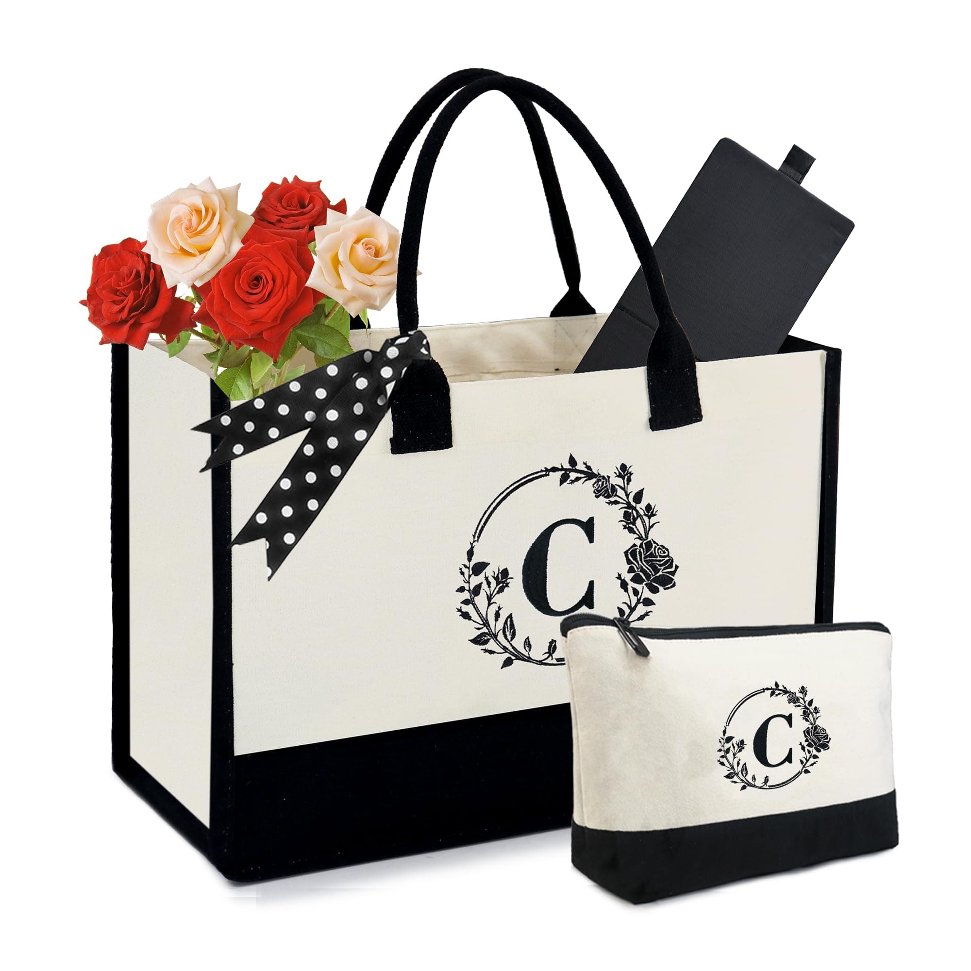 BeeGreen Canvas Tote Bag w Makeup Bag