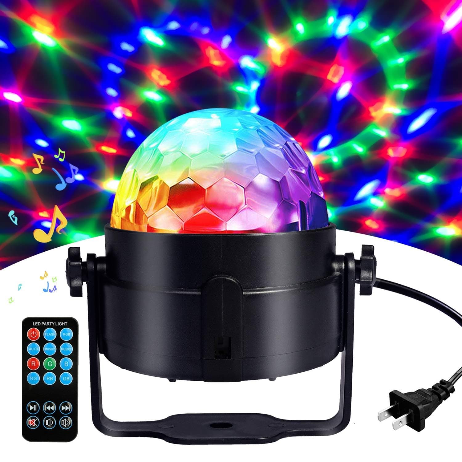 COIDEA Portable 3W Disco Karaoke Ball Strobe Dj Machine LED Sound Activated Light Stage Party with Remote