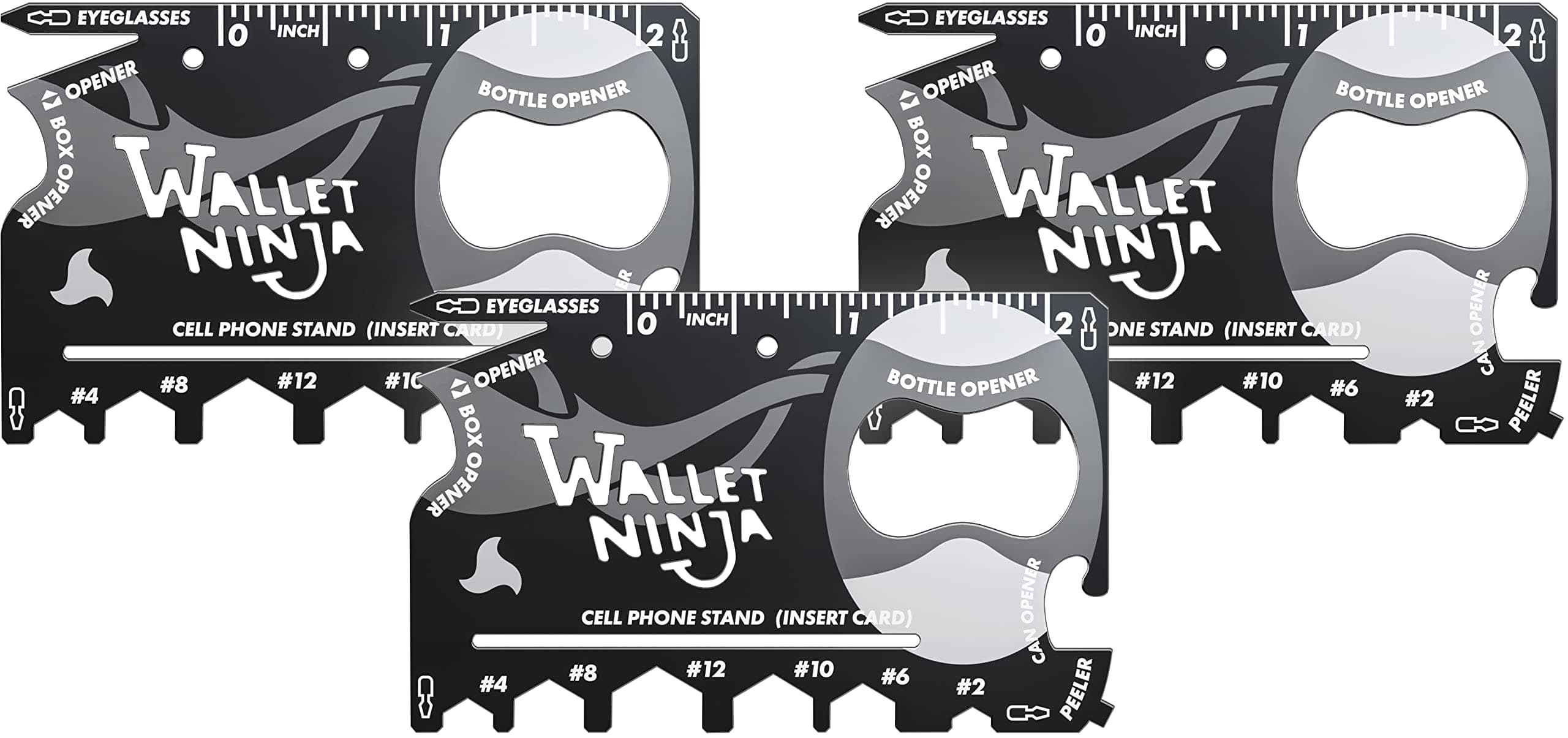 Multitool Card – 18 in 1 Credit Card Size Multi-Tool for Quick Repairs, EDC Survival Gear, Bottle Opener, Camping – Cool Gadget and Stocking Stuffer – Black (3)