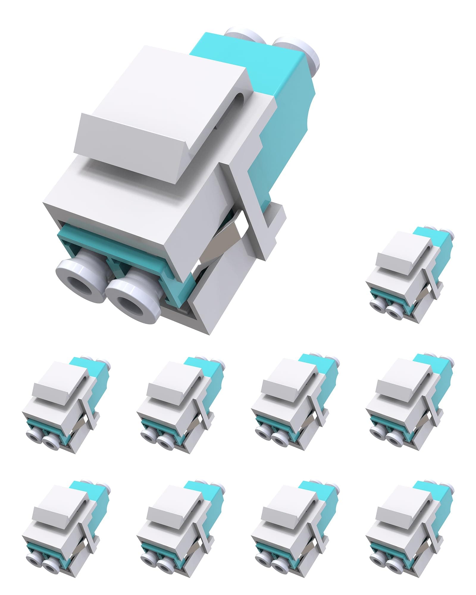 10 pcs Duplex LC to LC Fiber Coupler, Multimode Fiber Optic LC Keystone Jack Coupler for Fiber Wall Plate,Surface Mount Boxes(Fiber Optic Adapter, OM3/OM4)