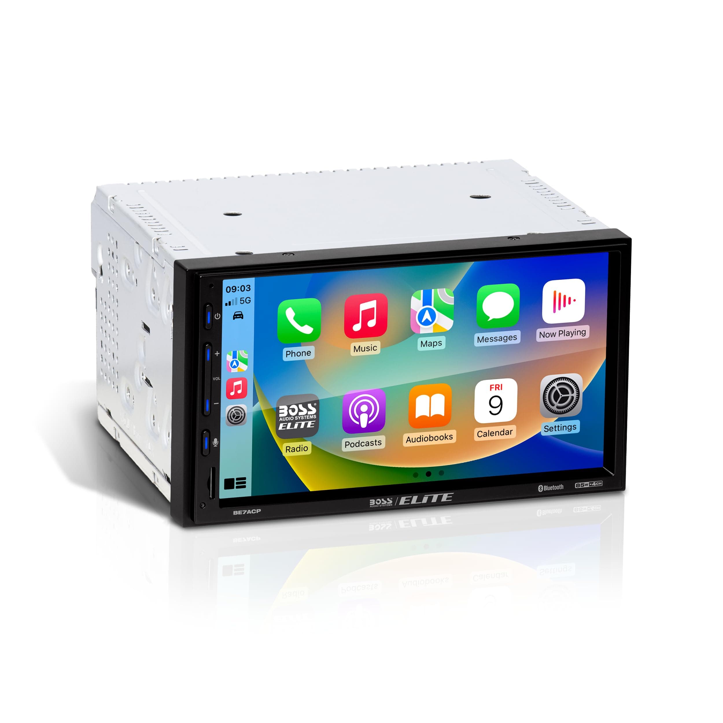 Elite BE7ACP Car Stereo - 7" Display, Apple CarPlay & Android Auto Head Unit, Double DIN Touch Screen Car Stereo, Bluetooth, AM/FM Radio Receiver, USB, SD, No CD/DVD Player