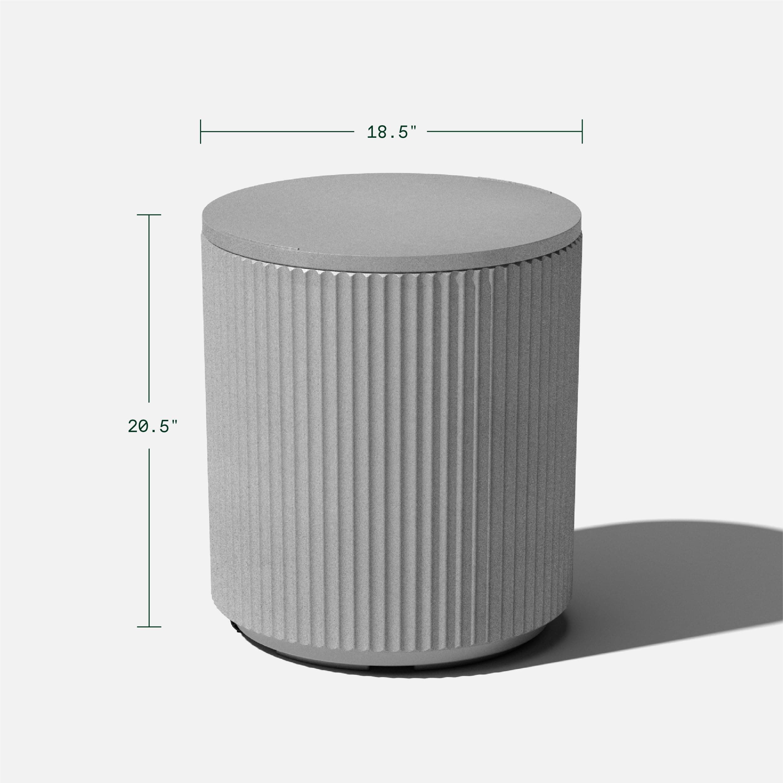 Veradek 21in Outdoor Cooler Side Table, Modern, Stone-Plastic Composite, Gray, Weather Resistant, Made in Canada