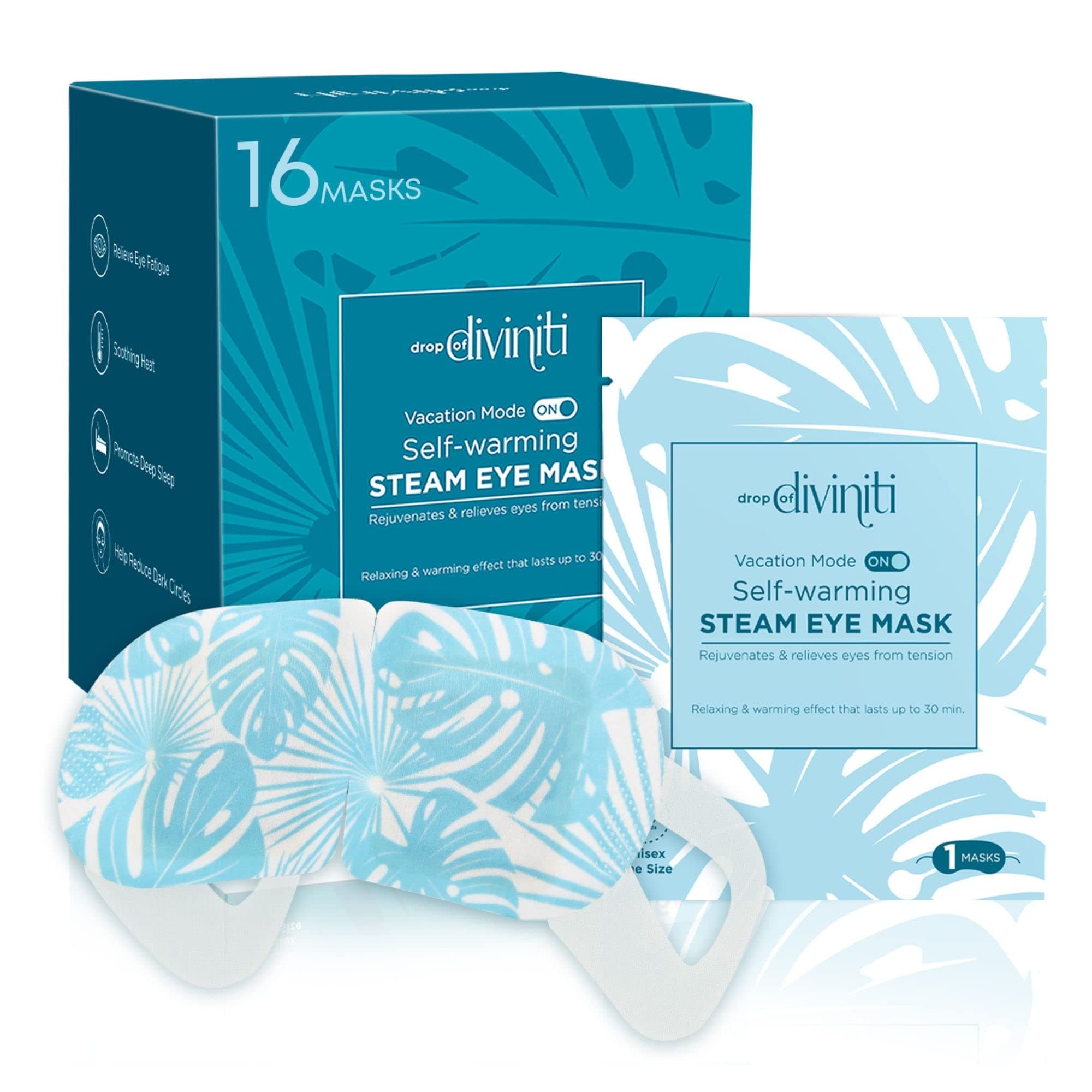 16-Pack Steam Eye Mask - Self Warming Heated Eye Mask for Dry Eyes, Up to 110F Degrees, Fast Soothing Relief - Puffy Eyes, Insomnia, Migraine - Stye Eye Treatment - Warm Compress for Eyes DiviniTi