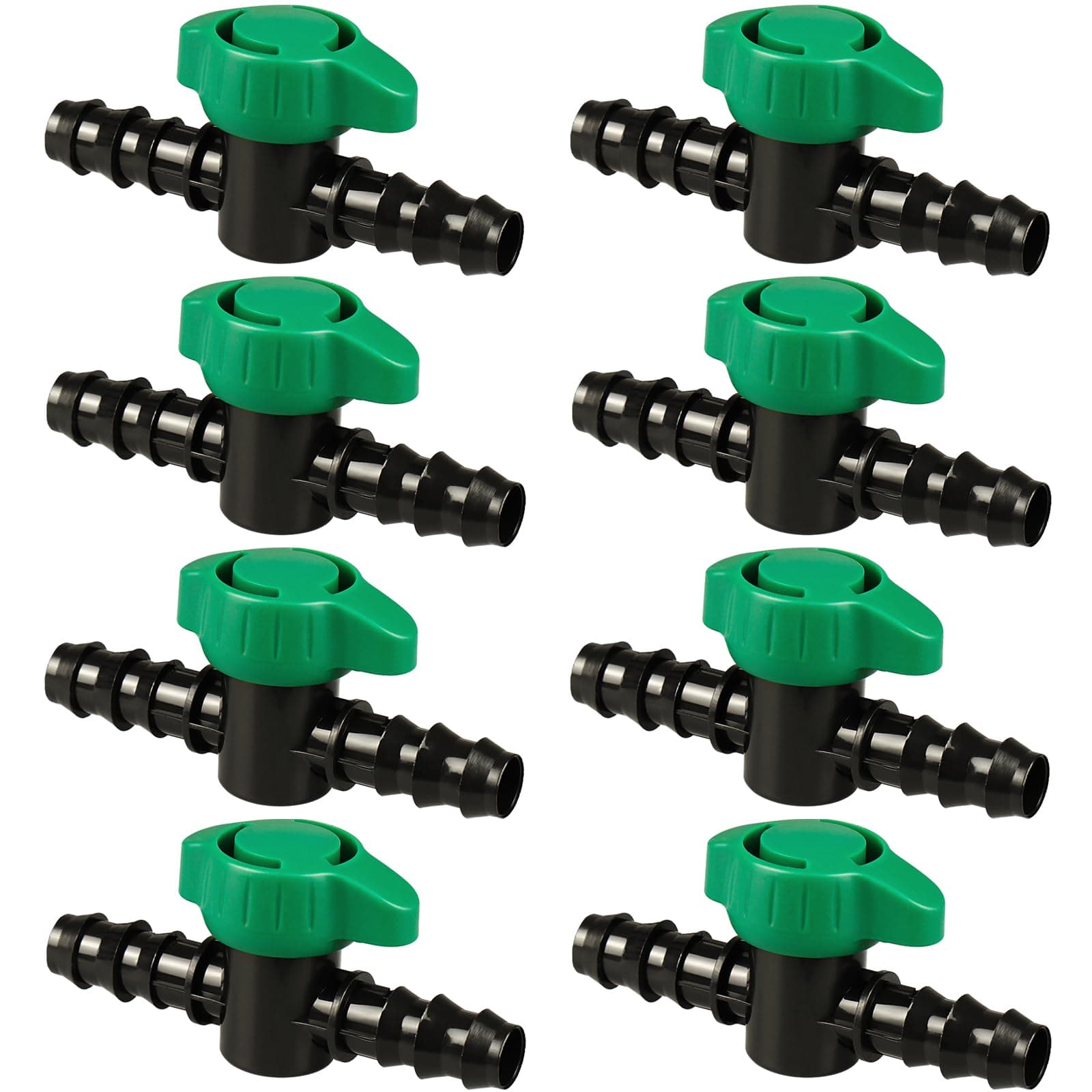 JOYPRO 1/2 Inch Drip Irrigation Barbed Valve, 8 Pack 1/2" Drip Barbed Shut Off Valves for 1/2 In. Drip Irrigation Tubing (.570-. 620" ID), 1/2" in-Line Cut Off Switch Valves for Drip Sprinkler System