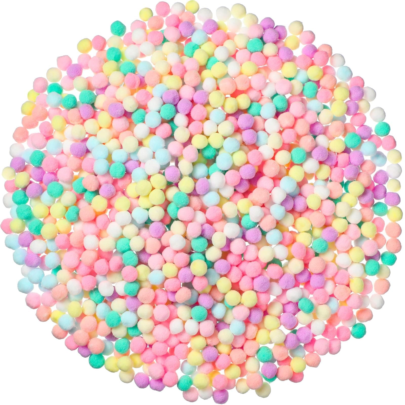 2000 Pieces Pom Poms 1 cm Assorted Pompoms and Crafts Fuzzy Balls for Thanksgiving Christmas Winter DIY Arts and Craft Making Decorations(Pastel Colors)