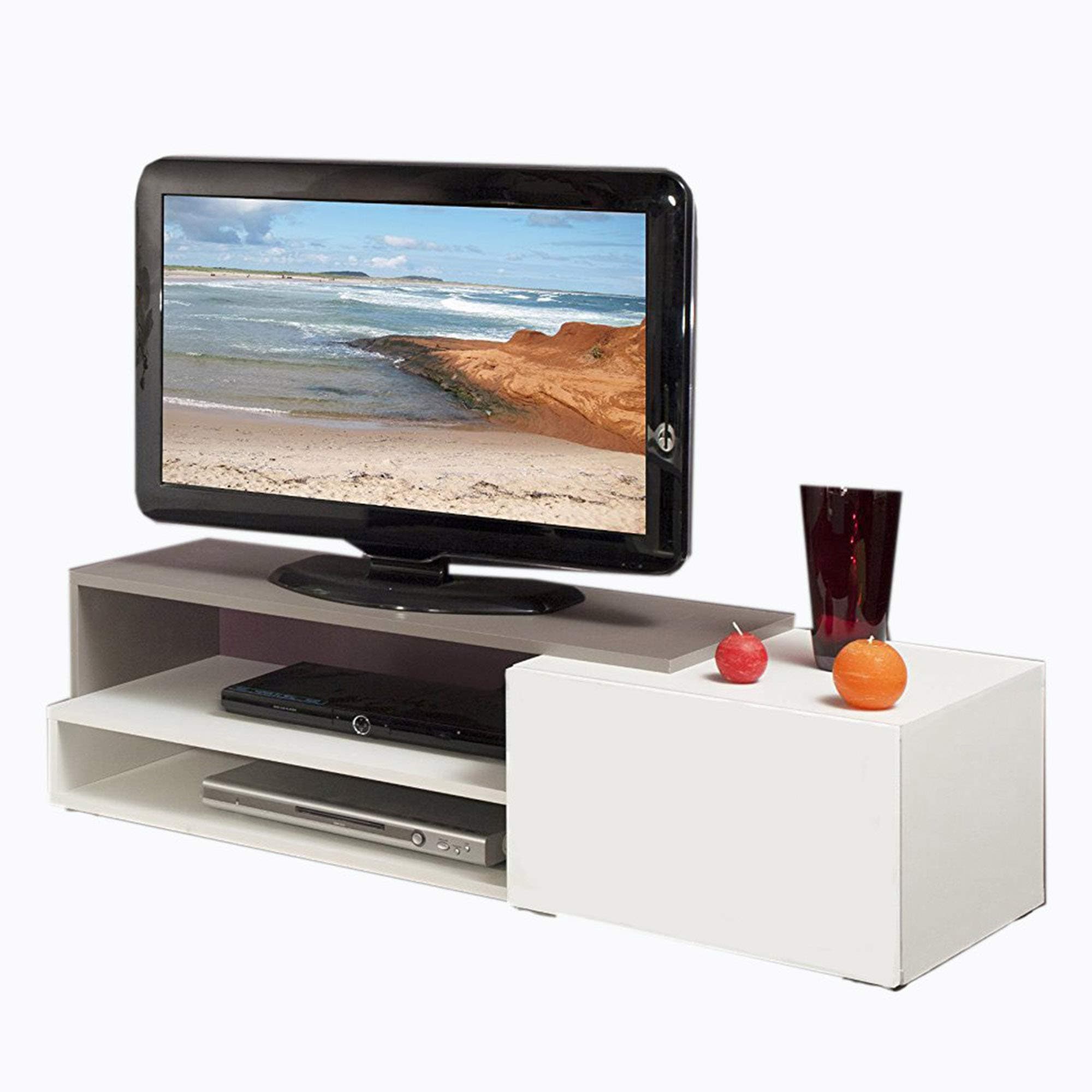 Couchette Tv Unit in White and Grey Finish