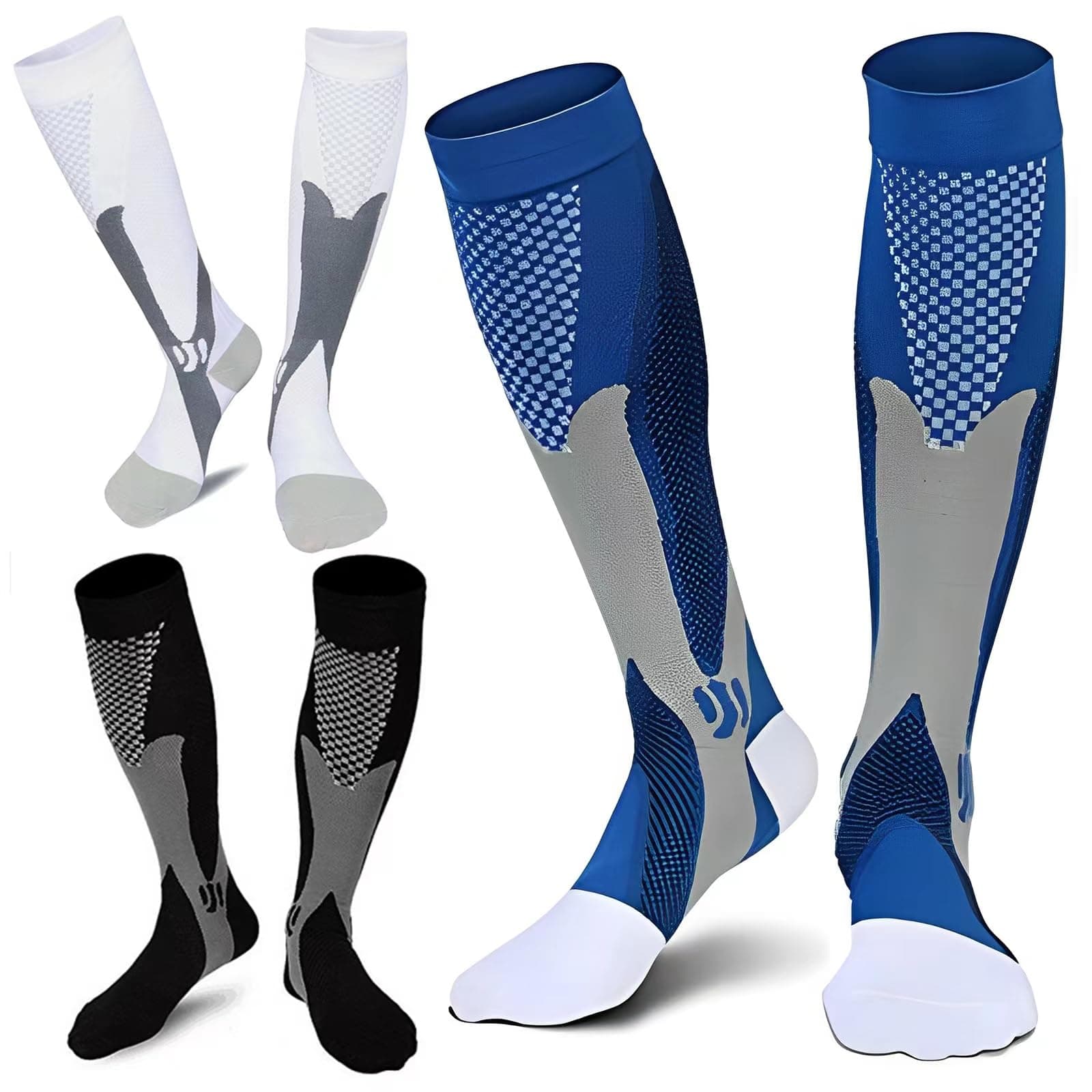 3 Pair Sport Compression Socks Men Women, Compression Stocking Nurse Socks for Edema Travel