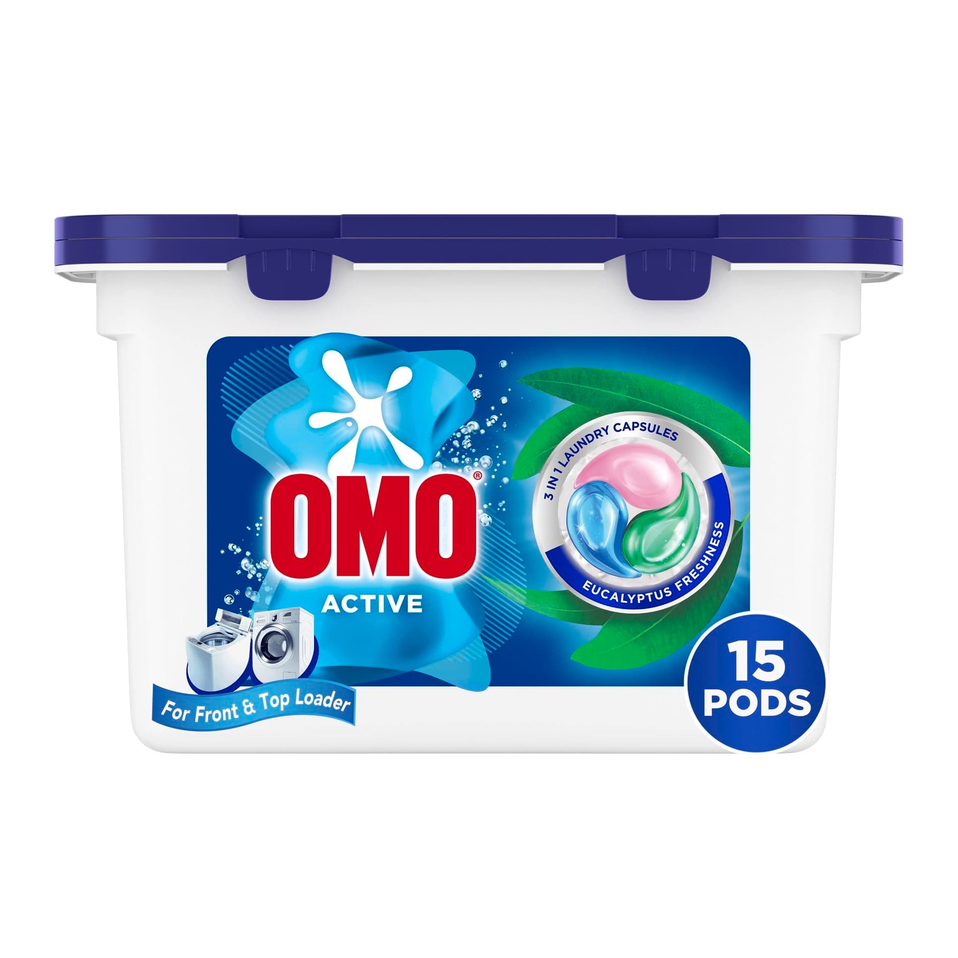 3in1 Laundry Capsules, Eucalyptus Freshness, 15 Capsules, Removes 99 Types of Stains