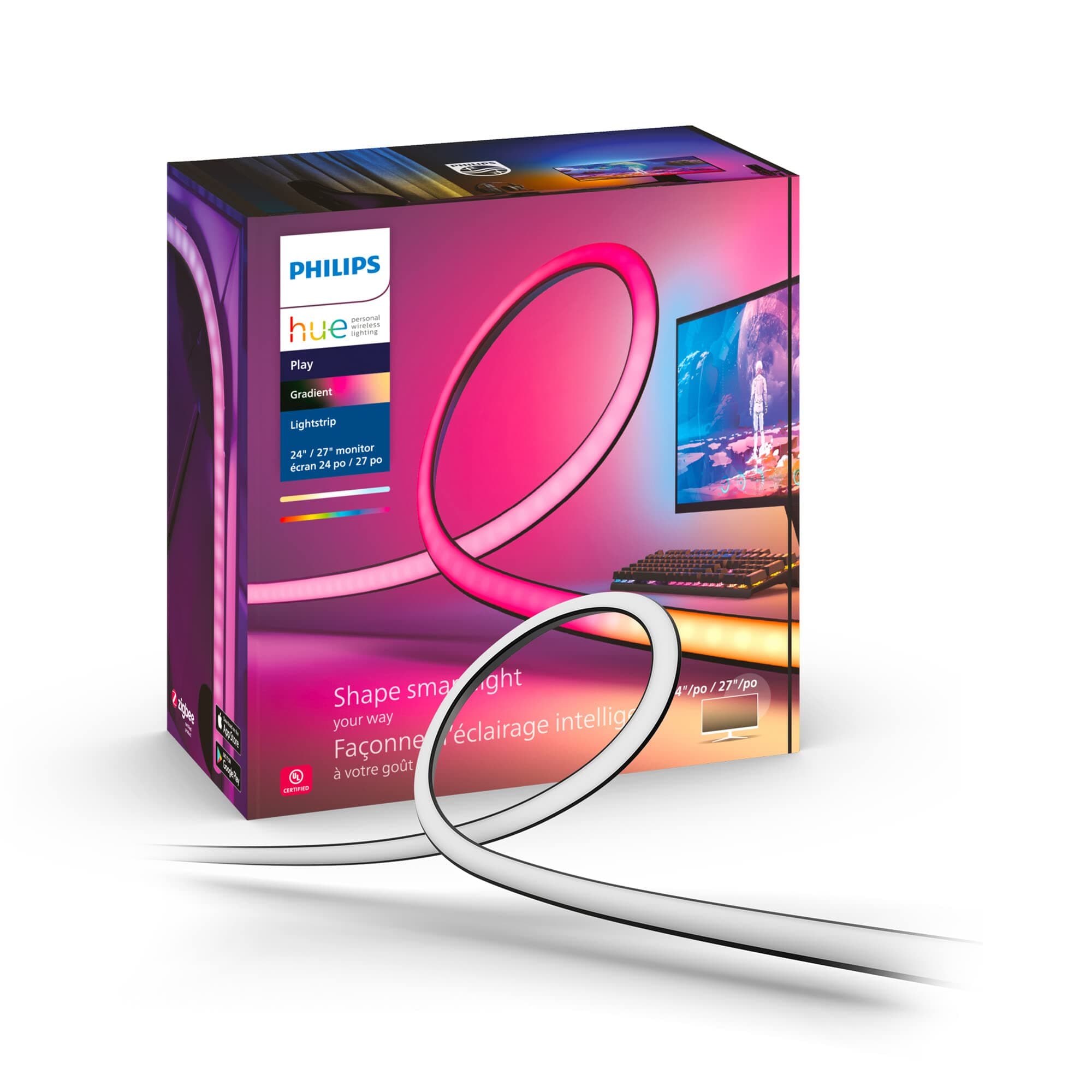 Play Gradient PC Lightstrip [for 24-27 Inch Screens] LED Smart Lighting. Sync for Entertainment, Gaming and Media