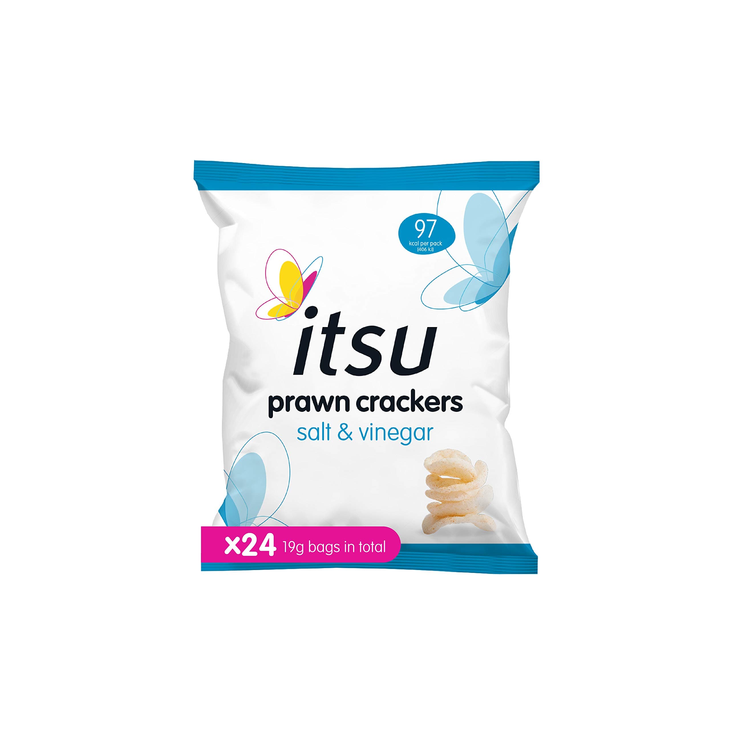 ItsuSalt and Vinegar Flavour Prawn Crackers | Single Prawn Cracker Snack | 19 g (Multipack of 24) | Healthy