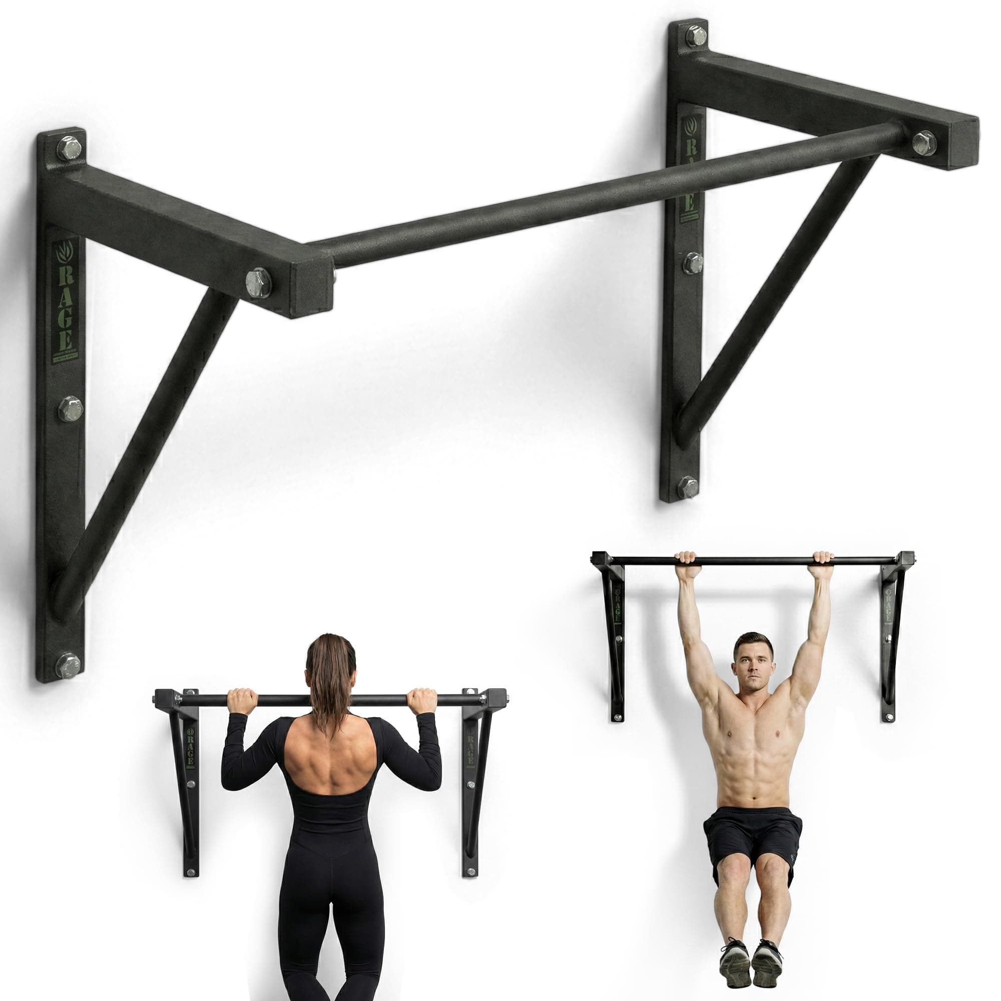 Heavy-Duty Wall Mounted Pull Up Bar - 500 lbs Weight Capacity | Maintain Upper Body Strength & Core Stability | Space Efficient Steel Chin Up Black Bar for Home & Gym Versatile Workouts
