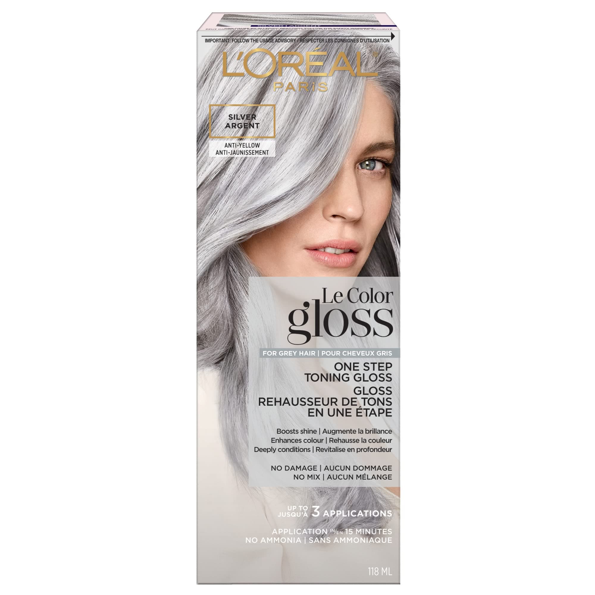 L’Oréal Paris L'Oreal Le Color Gloss One Step In-Shower Toning Hair Gloss, Neutralizes Brass, Conditions & Boosts Shine, Silver, 4 Ounce