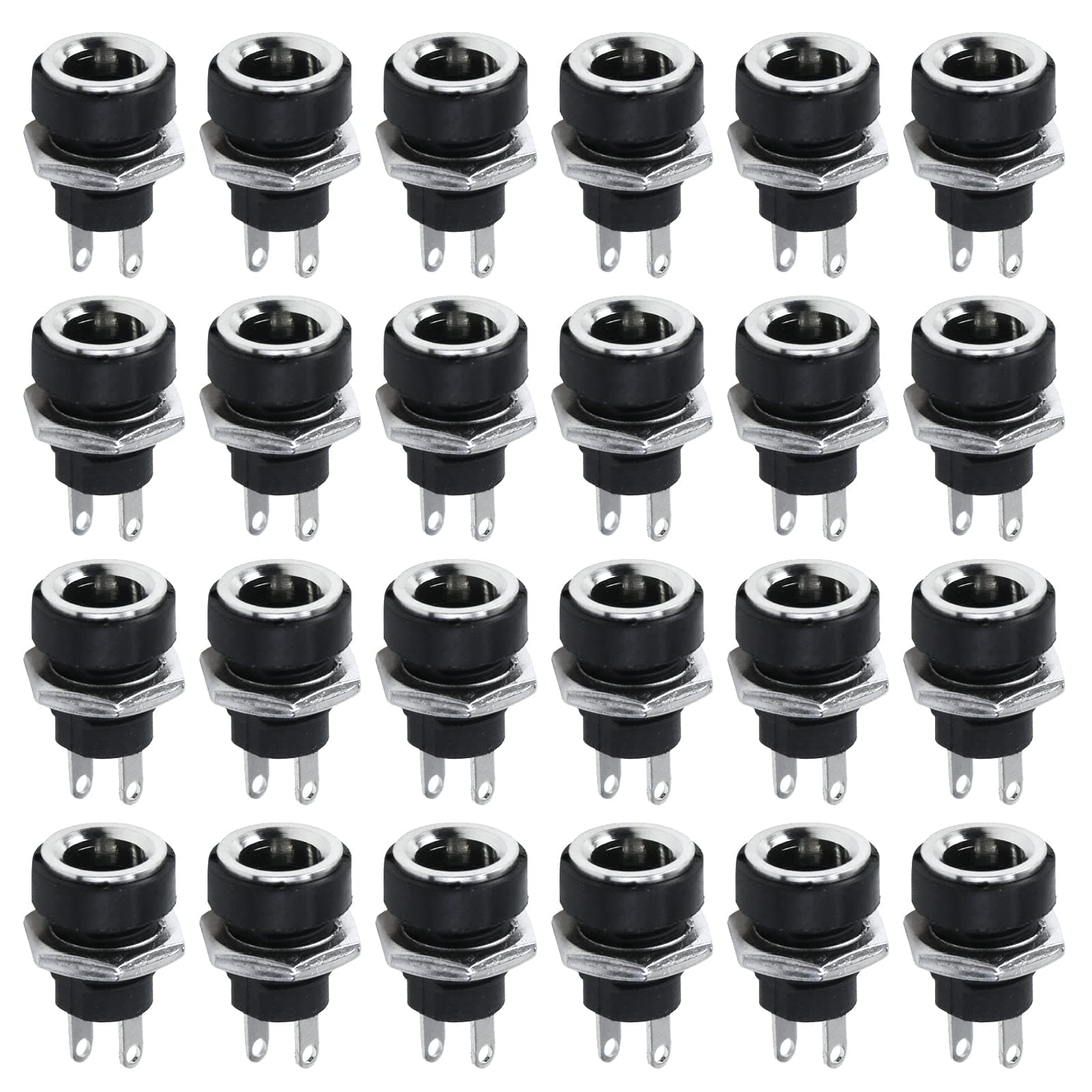 24pcs 5.5mm x 2.1mm 2 Pin DC Power Female Panel Mount Jack Socket Connector