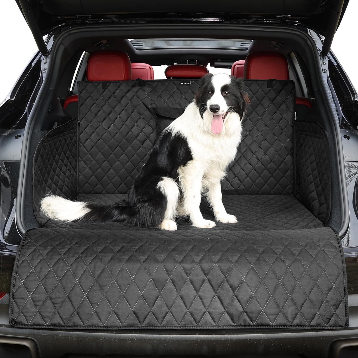 KYG Car Boot Protector For Dogs, 4 Layers Quilted Waterproof and Nonslip Backing Side/Bumper Protection for Trucks and SUVs, L: 180 * 102 * 34cm