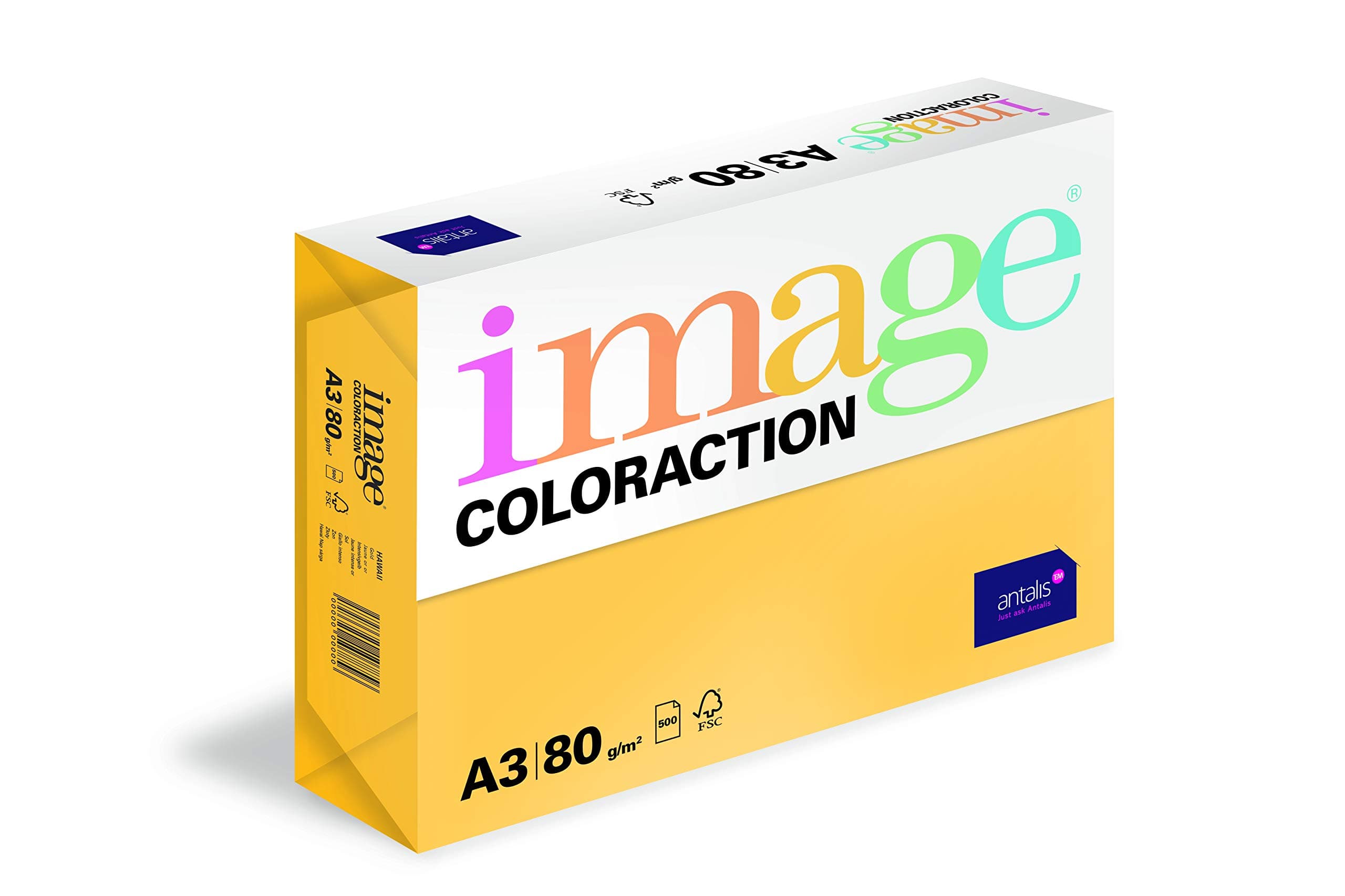 Image Coloraction 379954 Coloured Paper A3 500 Sheets, Intensive BB, Wood-Free ECF, 420 mm x 297 mm 80 g/m² Hawaii/