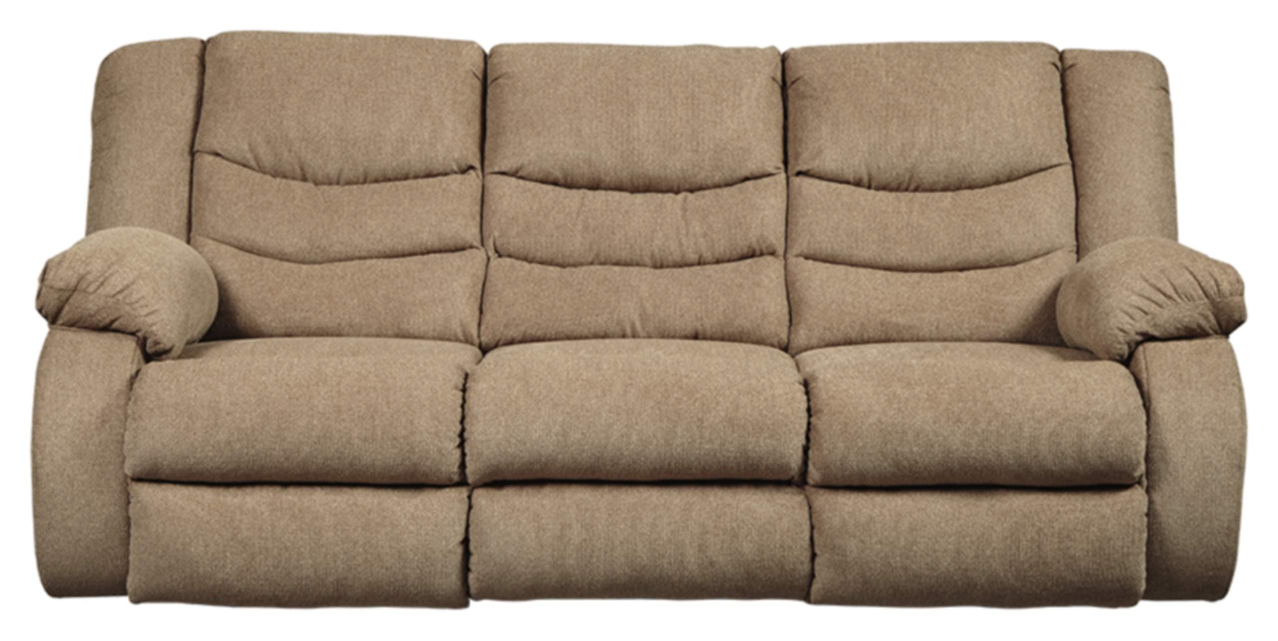 Signature Design by AshleyTulen Upholstered Manual Pull-Tab Reclining Sofa, Light Brown