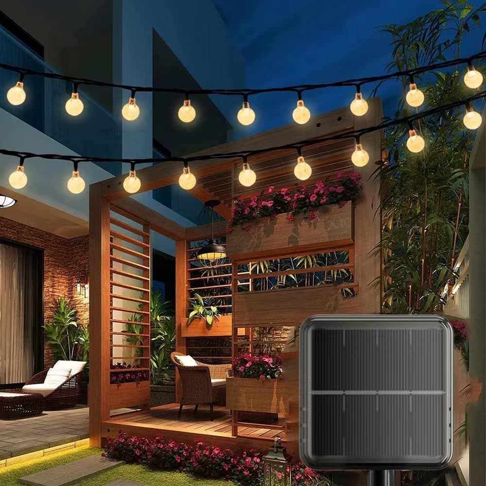 Solar String Lights Outdoor, 24FT 50LED Crystal Balls Waterproof LED Fairy Lights, 8 Modes Outdoor/Indoor Solar Powered Lights, Decorative Lighting for Home, Garden, Party,Festival