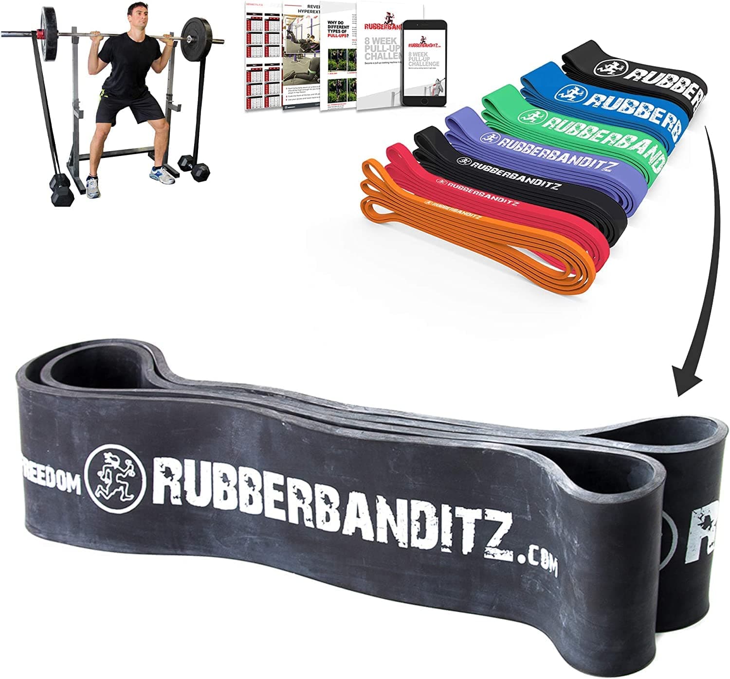 Pull Up Assist Resistance Bands by Rubberbanditz | Heavy Duty Loop Exercise Workout Bands for Powerlifting, Mobility, and Stretching