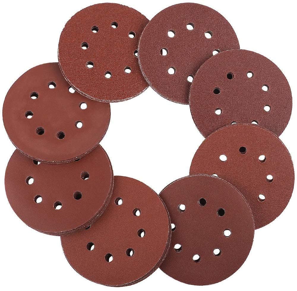 ZesNice 100Pcs 125mm Sanding Discs Pads, Hook and Loop Assorted Sanding Paper 20 x 60/80/100/120/240 Grit, Round Sanding Sheets for Random Orbital Sander Discs, Drill Sanding Attachment