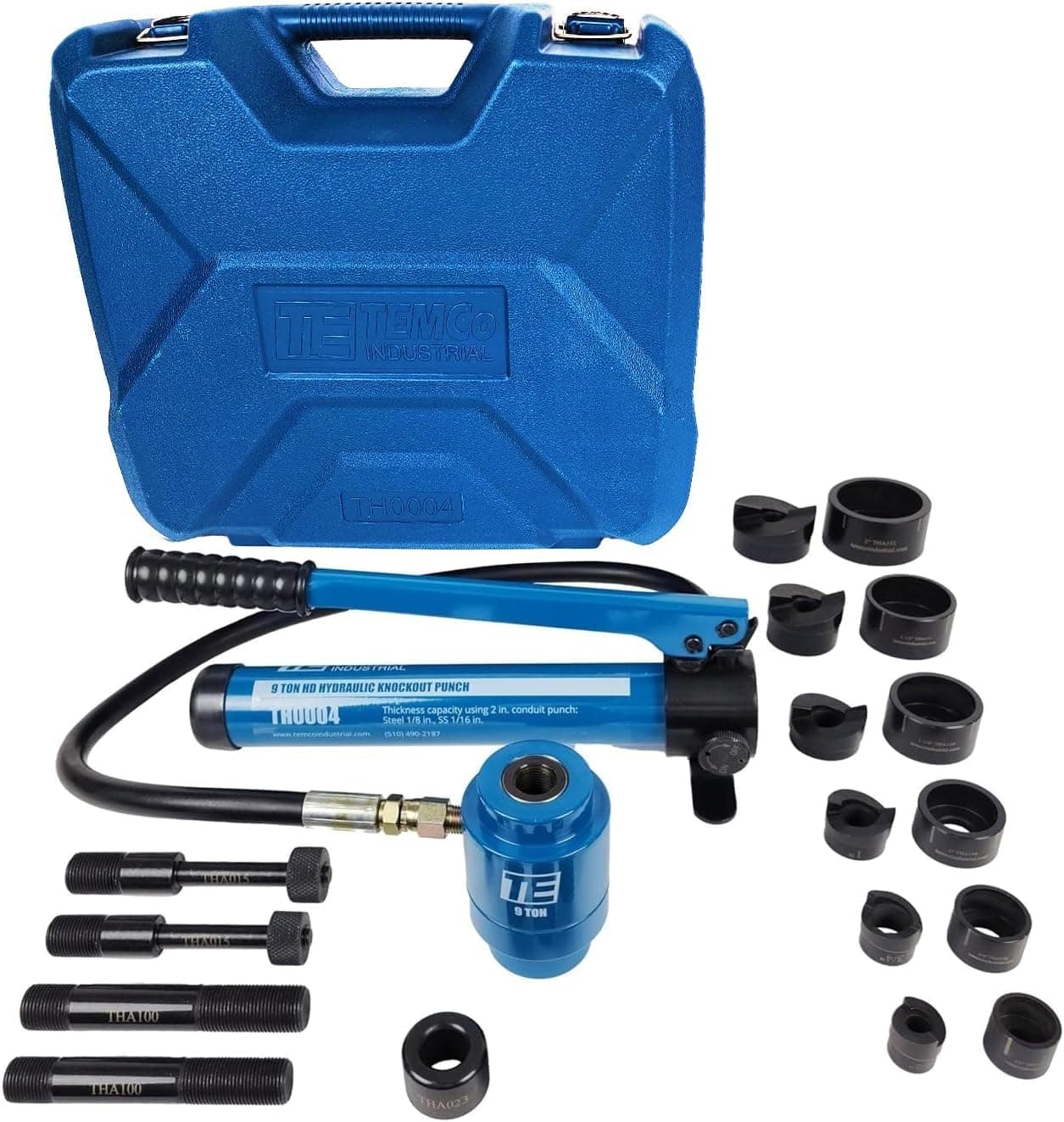 TEMCo Hydraulic Knockout Punch TH0004 - Electrical Conduit Hole Cutter Set KO Tool Kit 5 Year Warranty