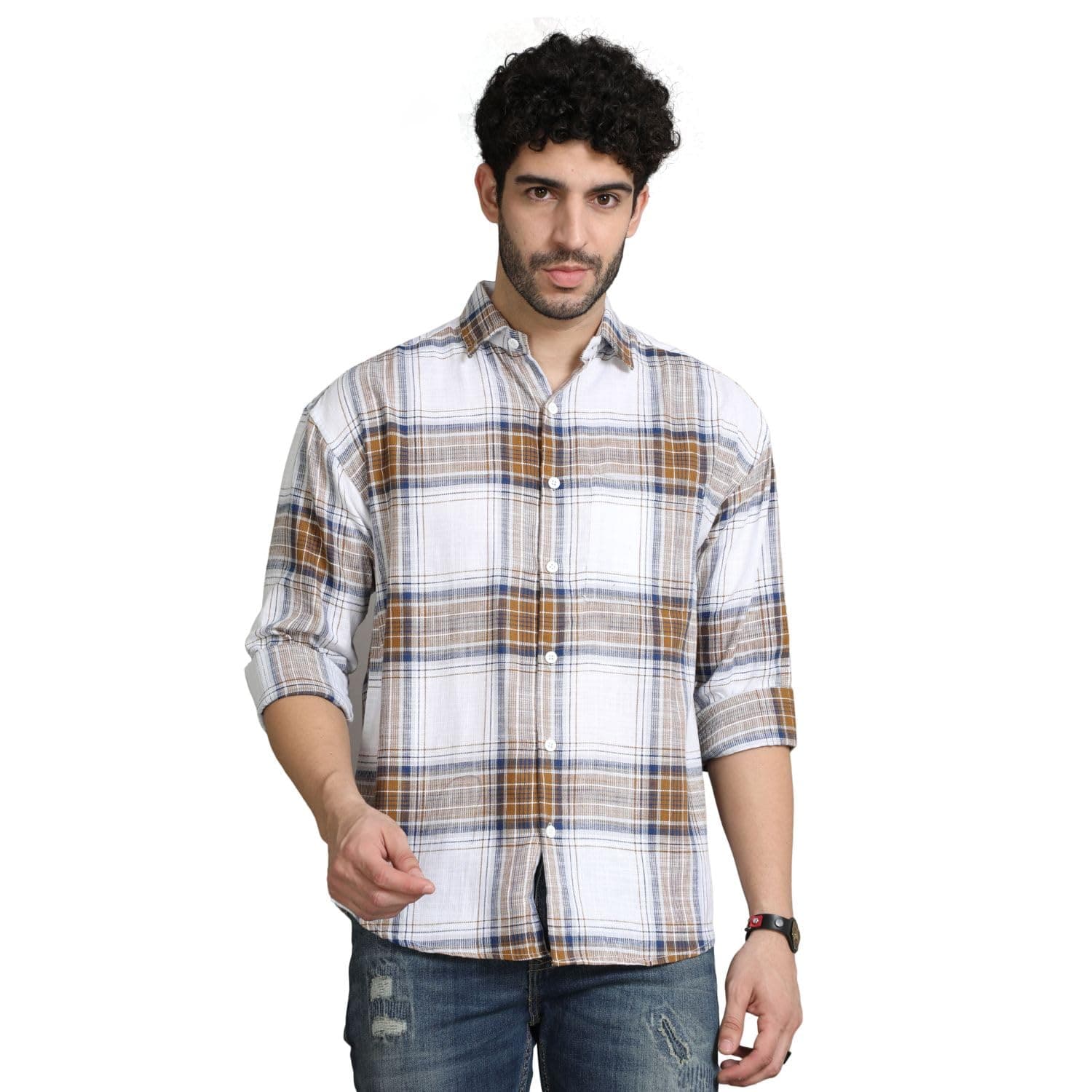 BEVDAAS Mens Cord: Checkered Shirt
