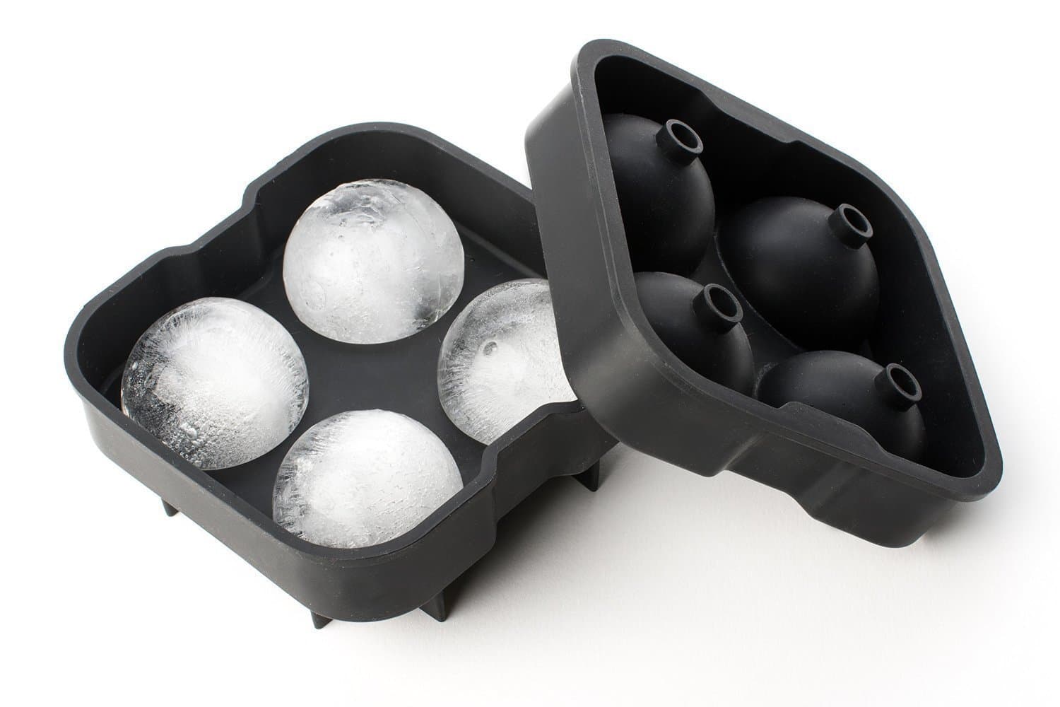 Ice Ball Maker Mold - Black Flexible Silicone Ice Tray - Molds 4 X 4.5cm Round Ice Ball Spheres