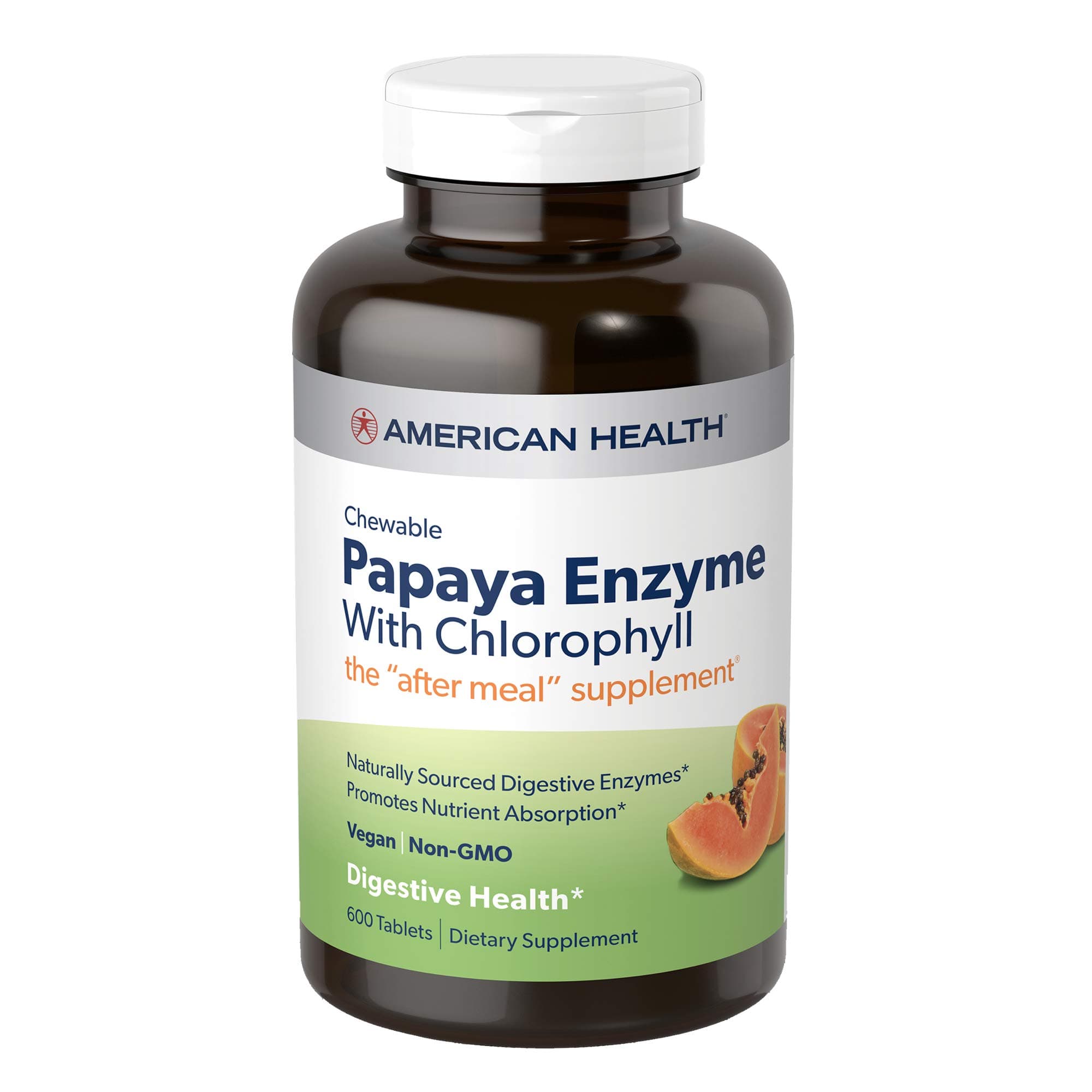 American Health Chewable Papaya Enzyme with Chlorophyll 600 Chwbls