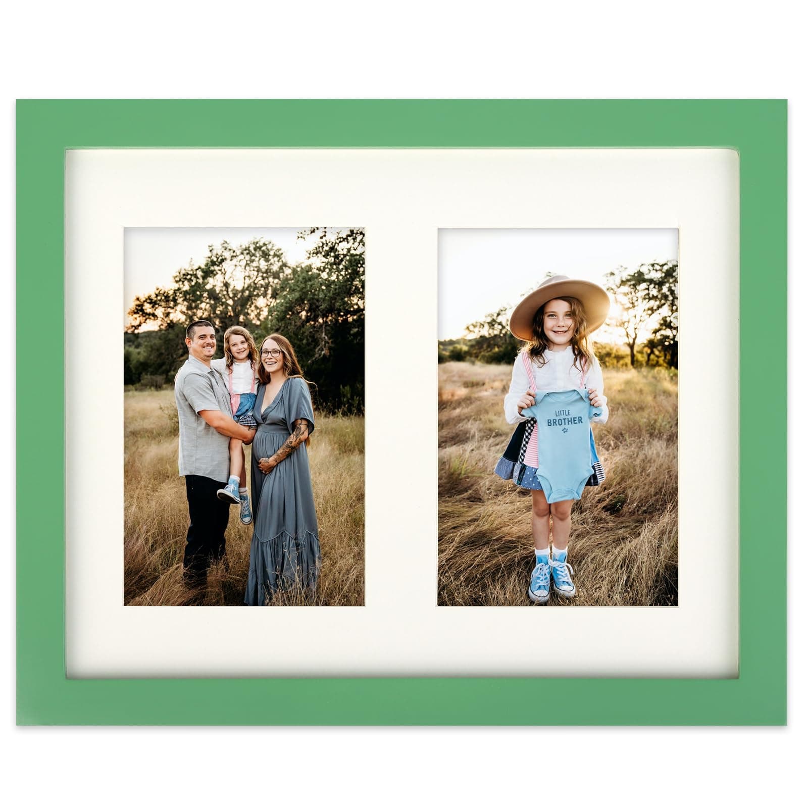 AVEAX 8x10 (20x25 cm) Photo Frame Display Double 4x6 Frames Multiple Photos, Green