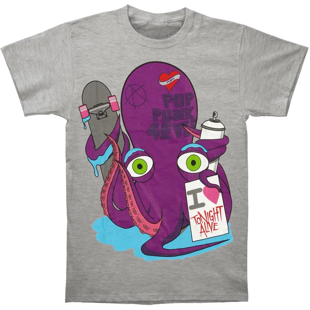 Men's Octopus T-Shirt X-Large Grey