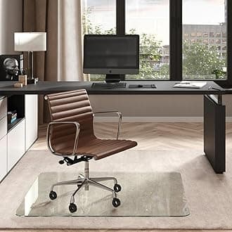 Vitrazza Glass Chair Mat 45” x 53” Superior ¼" thick, Chiaro Standard Clear, Certified Tempered Safety Glass, Delivers a Smooth Glide, Protects Carpet or Wood, Beautiful in Home or Office.