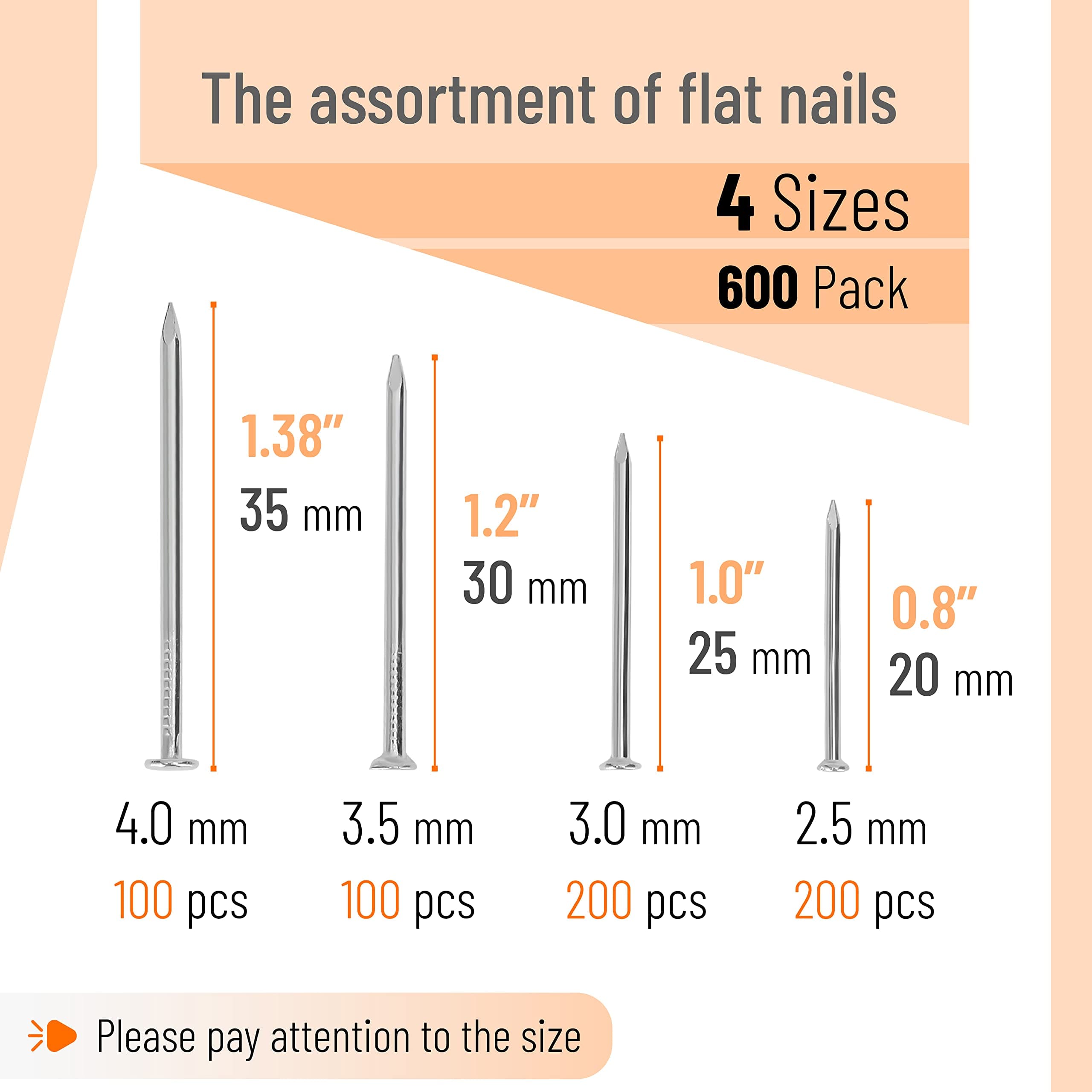 Mr. Pen- Nail Assortment Kit, 600pc, Small Nails, Nails, Nails for Hanging Pictures, Picture Hanging Nails, Finishing Nails, Hanging Nails, Picture Nails, Wall Nails for Hanging, Pin Nails