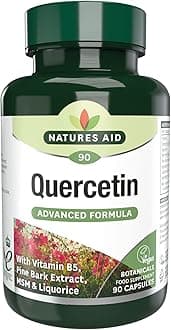Natures Aid Quercetin Formula – Immune Support Supplement with Vitamin C, B5, MSM, Pine Bark & Liquorice – Supports Energy & Wellbeing High Strength Antioxidant – 90 Vegan Capsules