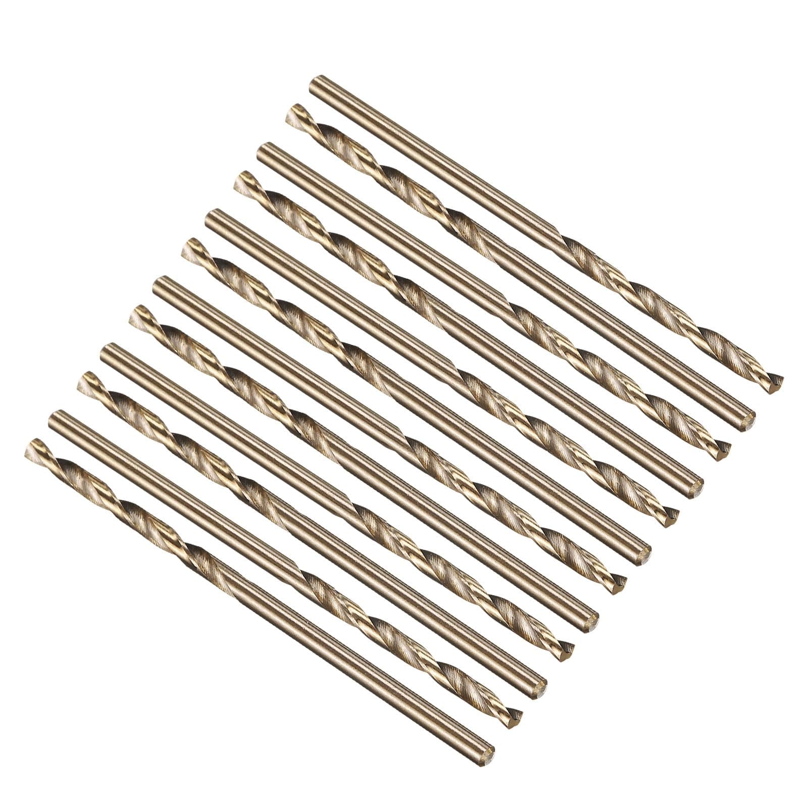 12pcs Drill Bit - [2mm Diameter] M2 High Speed Steel Twist Cutting Tool for Machining Hard Metal Woodworking Handicraft Use, 135° Cutting Angle Black & Gold