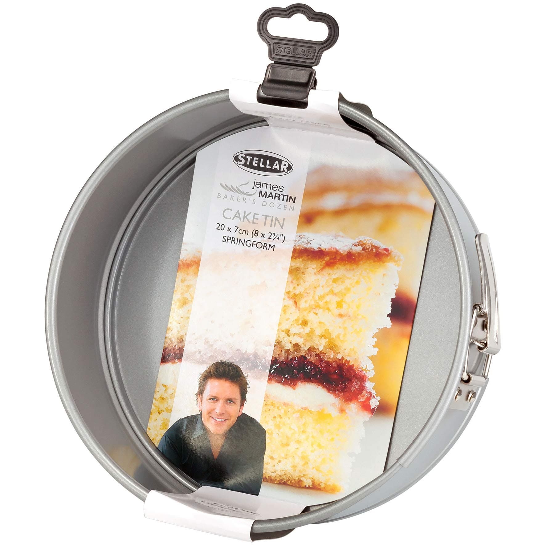 Stellar James Martin Non-Stick 8" Round Cake Tin, Springform, High Grade Steel, Dishwasher Safe 21cm x 7cm