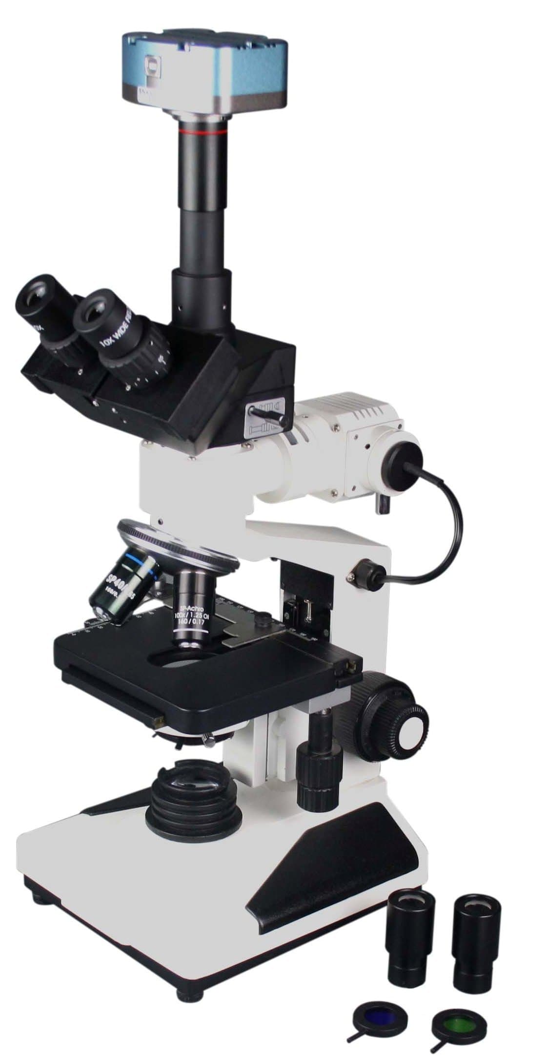 Radical 2000X Microscope W Top & Bottom Light For Transparent & Opaque Specimen & Usb Camera