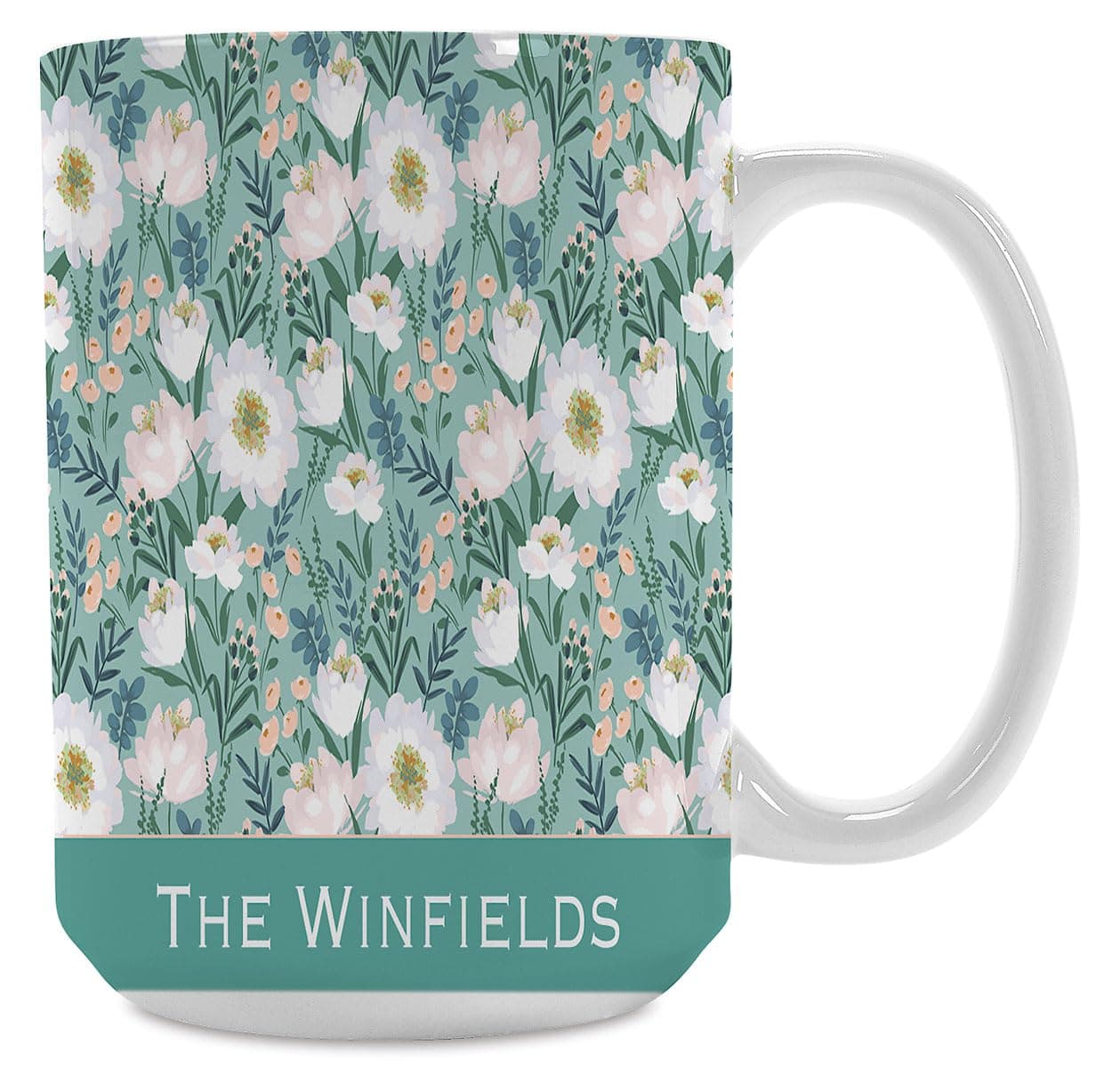 Personalized Minty Whites Coffee Mug - 15 oz. ceramic, Novelty Mug, Add a Name, Microwave safe, Friendship gift