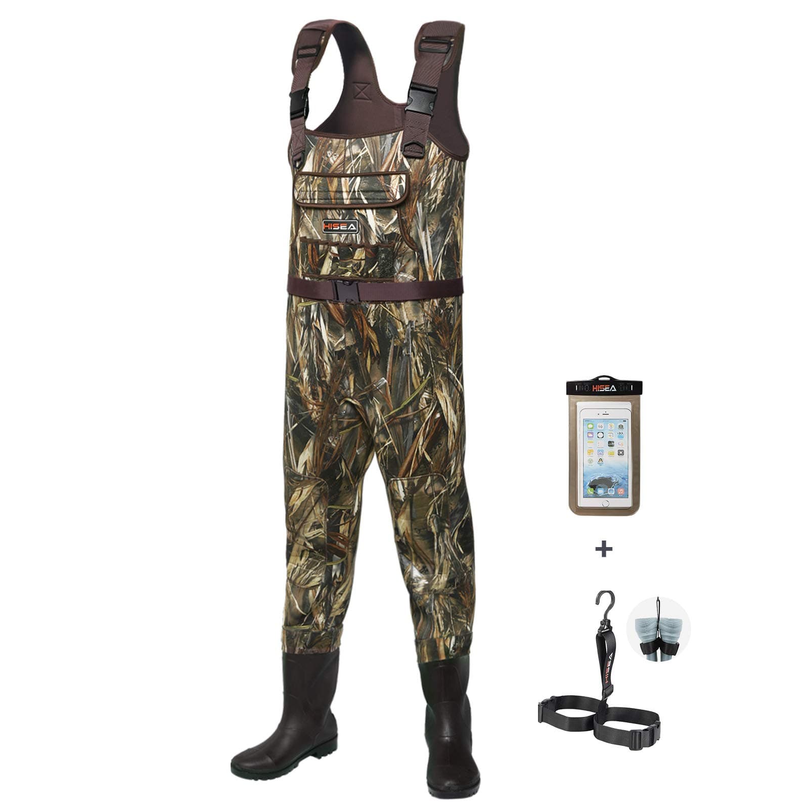 Hisea Basics Neoprene Chest Waders Duck Hunting Bootfoot Waders for Men with Boots Waterproof Camo Fishing Waders
