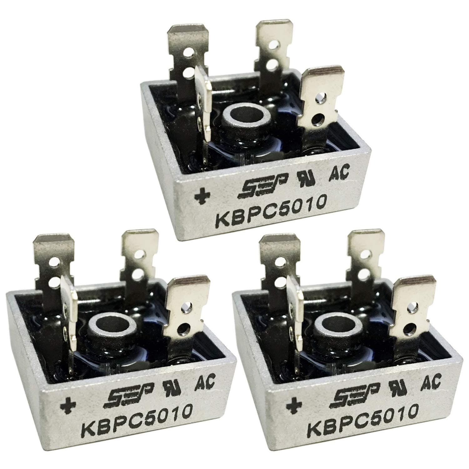 (Pack of 3 Pcs) PoiLee KBPC5010 Bridge Rectifier Diode 50A 1000V KBPC Single Phase Full Wave 50 Amp Electronic Silicon Diodes