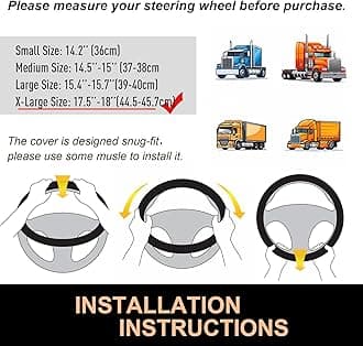 PINCTROT XL Size 17.5-18 Inch Comfy Grip Steering Wheel Cover for Semi Truck, Fits RV, Big Rig Trucker, 18 Wheeler and Classic Cars, Anti-Slip Design 17.5-18 Inch(Silicone Brown)